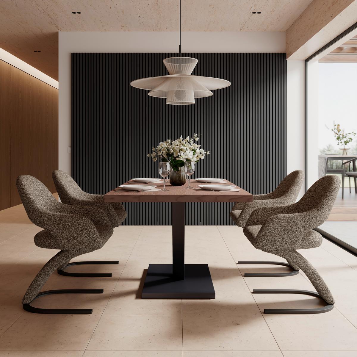 Armlehnstuhl Aria Schwarz/ Braun Bouclé Gepolstert - Schwarzbraun/Schwarz, MODERN, Holz/Textil (54cm) - Bessagi Home