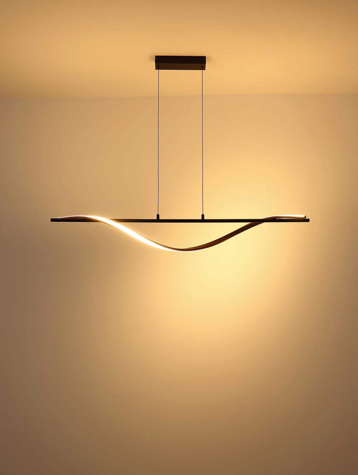 Led Svjetiljka Stropna 67354h Watkins - bijela/smeđa, Design, metal/plastika (115/14/120cm) - Globo