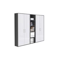 AKTENSCHRANK OFFICE EDITION - SW SET 10 - Weiß Hochglanz/Anthrazit, MODERN, Holzwerkstoff (212,9/185,6/33cm) - MID.YOU