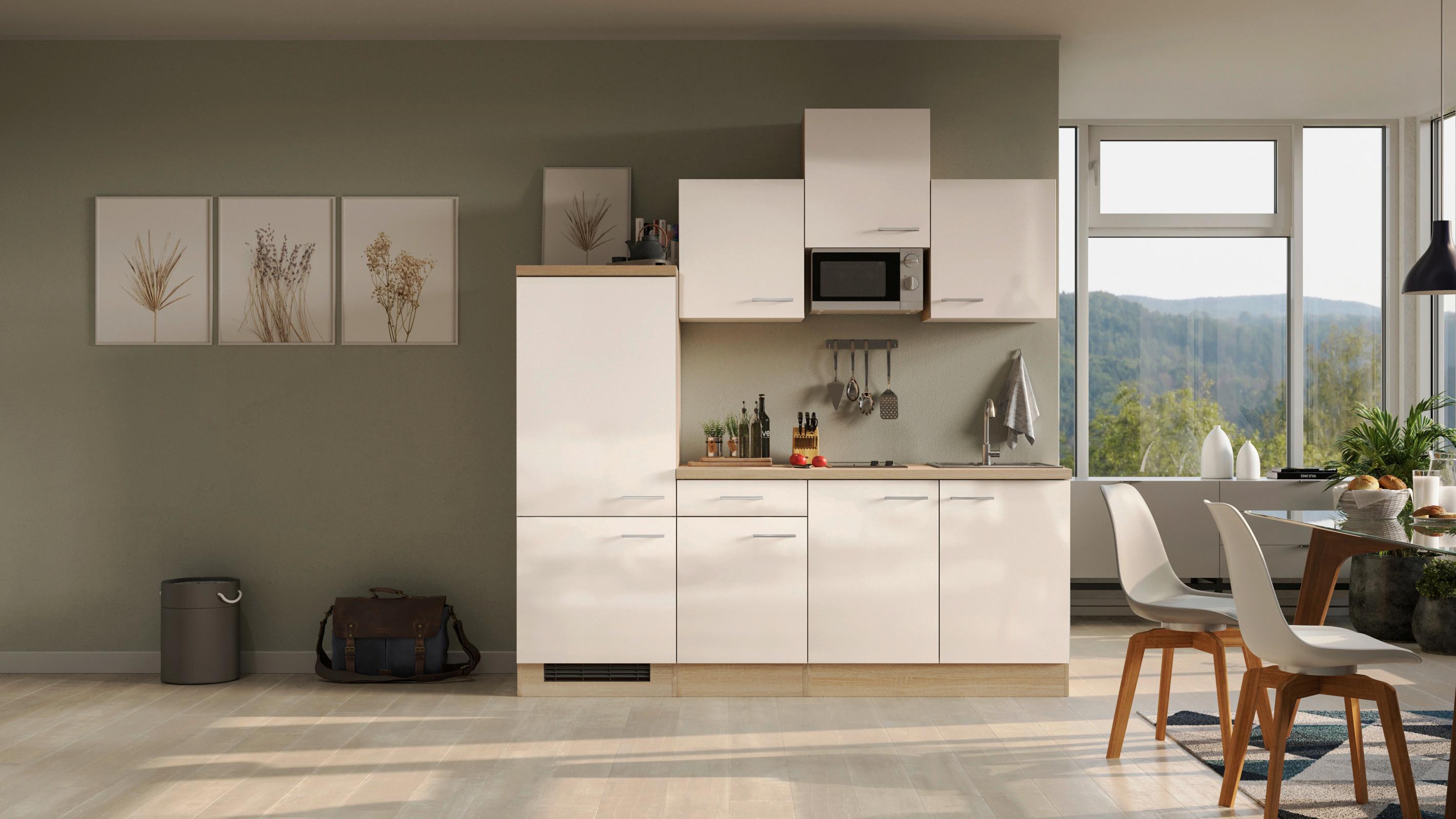 Kuhinjski Blok Z Aparati Nepal, Kašmir, Barva Hrasta - barve nerjavečega jekla/kašmir, Moderno, kovina/leseni material (210cm) - FlexWell