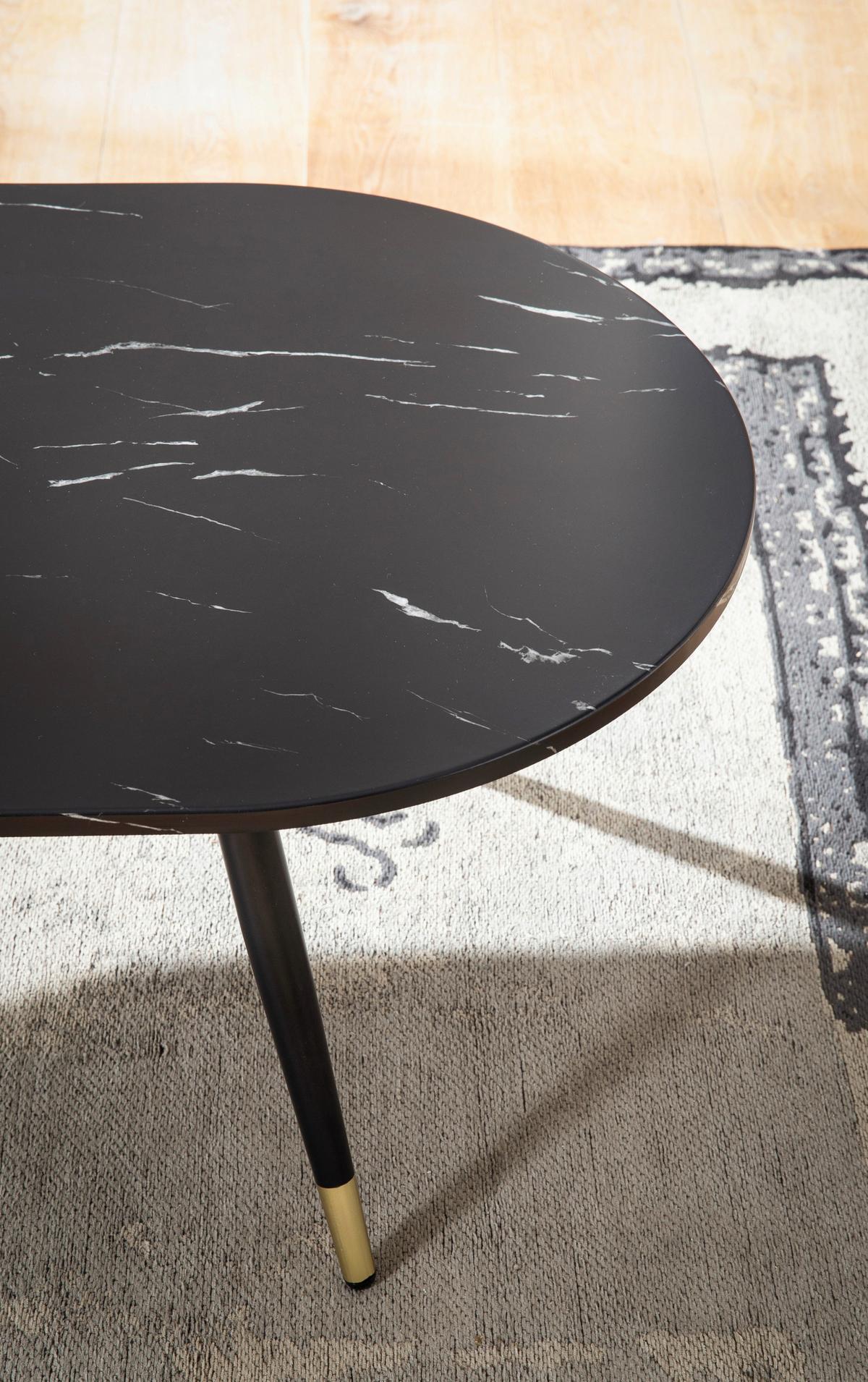 Klubska Miza Marble, Videz Marmorja - zlate barve/črna, Design, kovina/leseni material (120/60/41,5cm) - MID.YOU