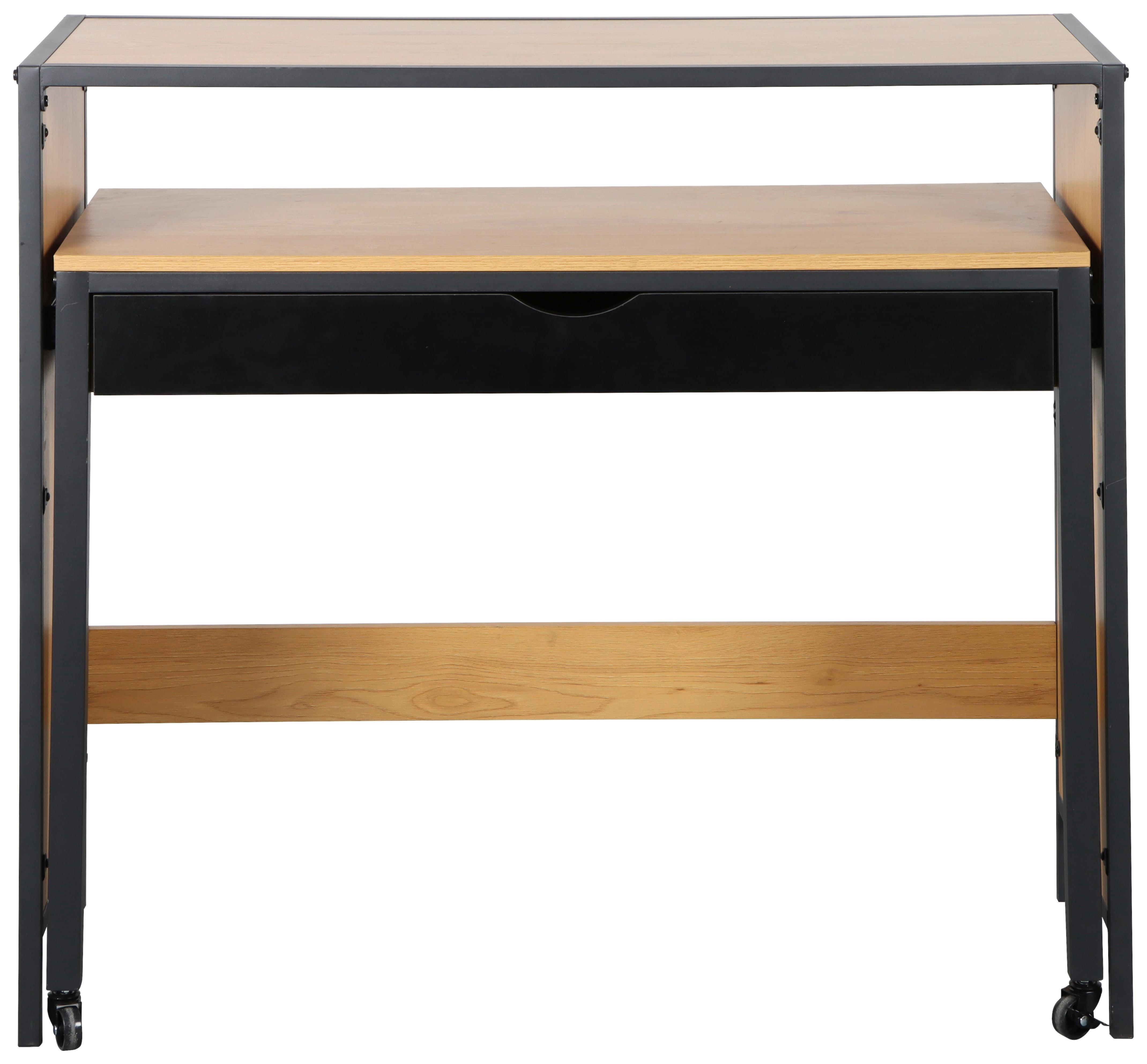 SKRIVBORD LENNY - svart/ekfärgad, Modern, metall/trämaterial (100/40/75.5-93.5cm) - Bessagi Home