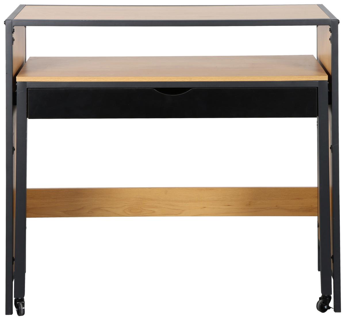 Schreibtisch Lenny Schwarz/Eichefarben - Eichefarben/Schwarz, MODERN, Holzwerkstoff/Kunststoff (100/40/75.5-93.5cm) - Bessagi Home