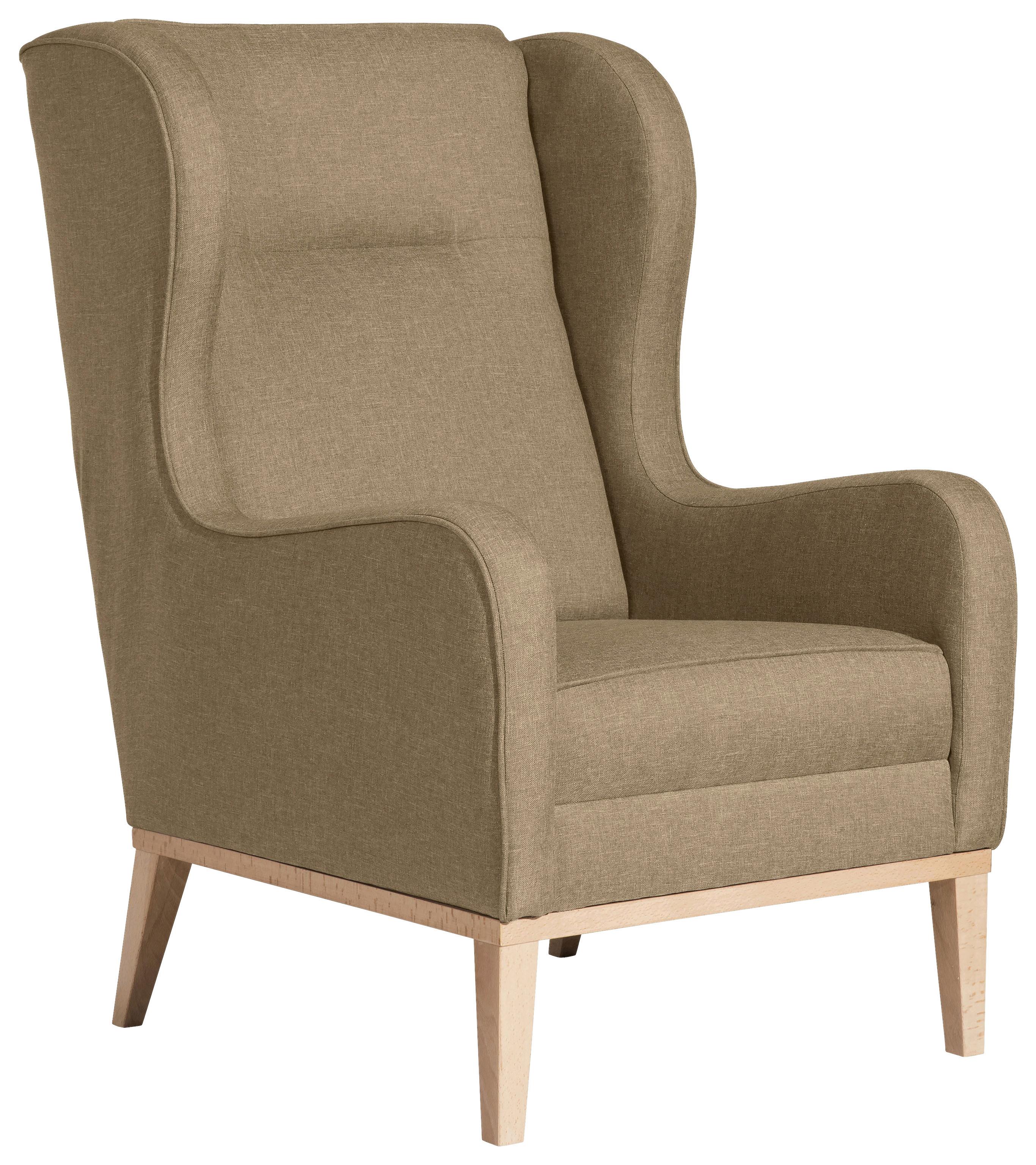 OHRENSESSEL ANGELO - Sandfarben/Naturfarben, KONVENTIONELL, Holz/Textil (66/104/78cm) - Max Winzer