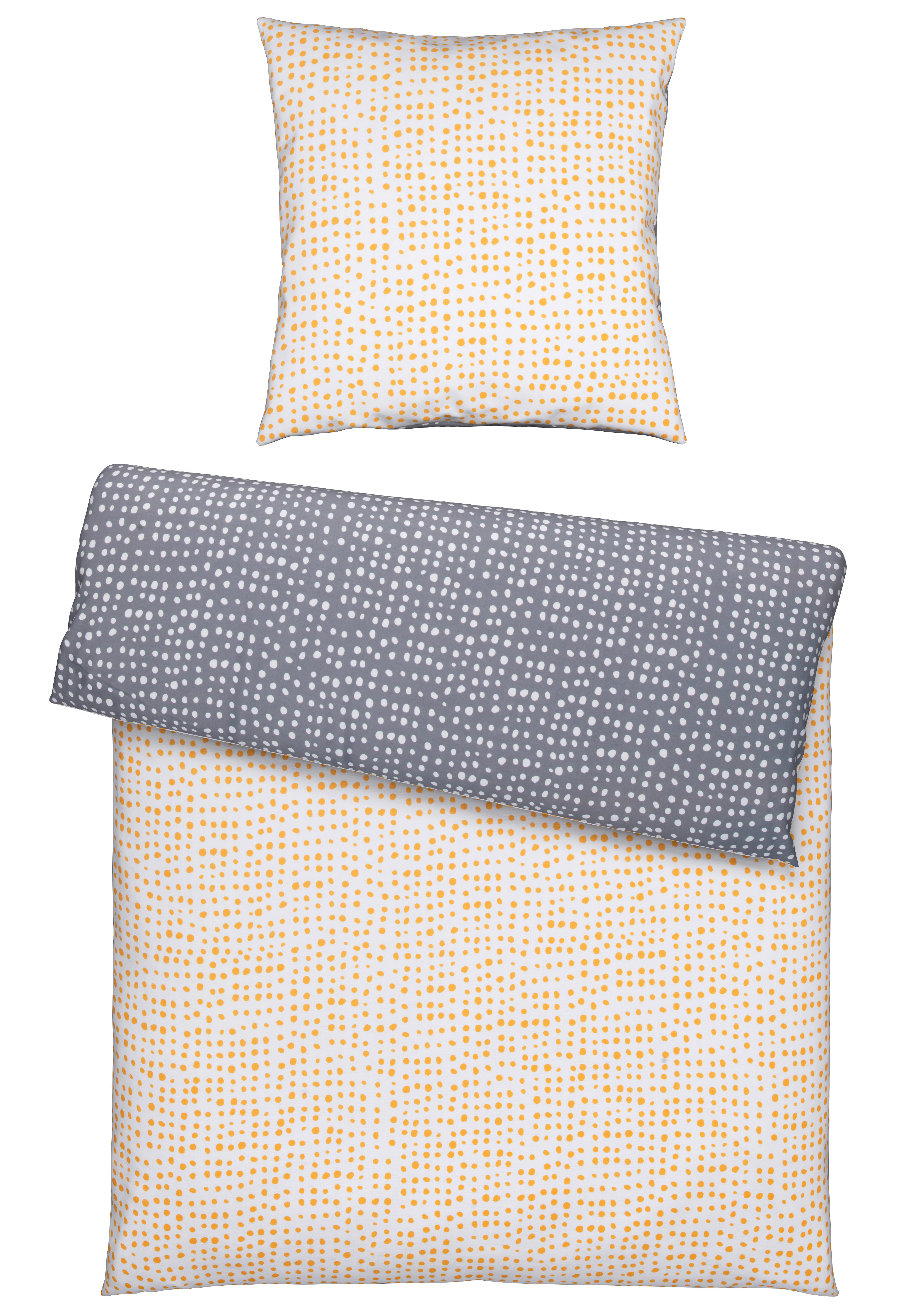 Wendebettwäsche Luise Grau/Weiß/Gelb ca. 135x200 cm - Currygelb/Weiß, MODERN, Textil (135/200cm) - Modern Living