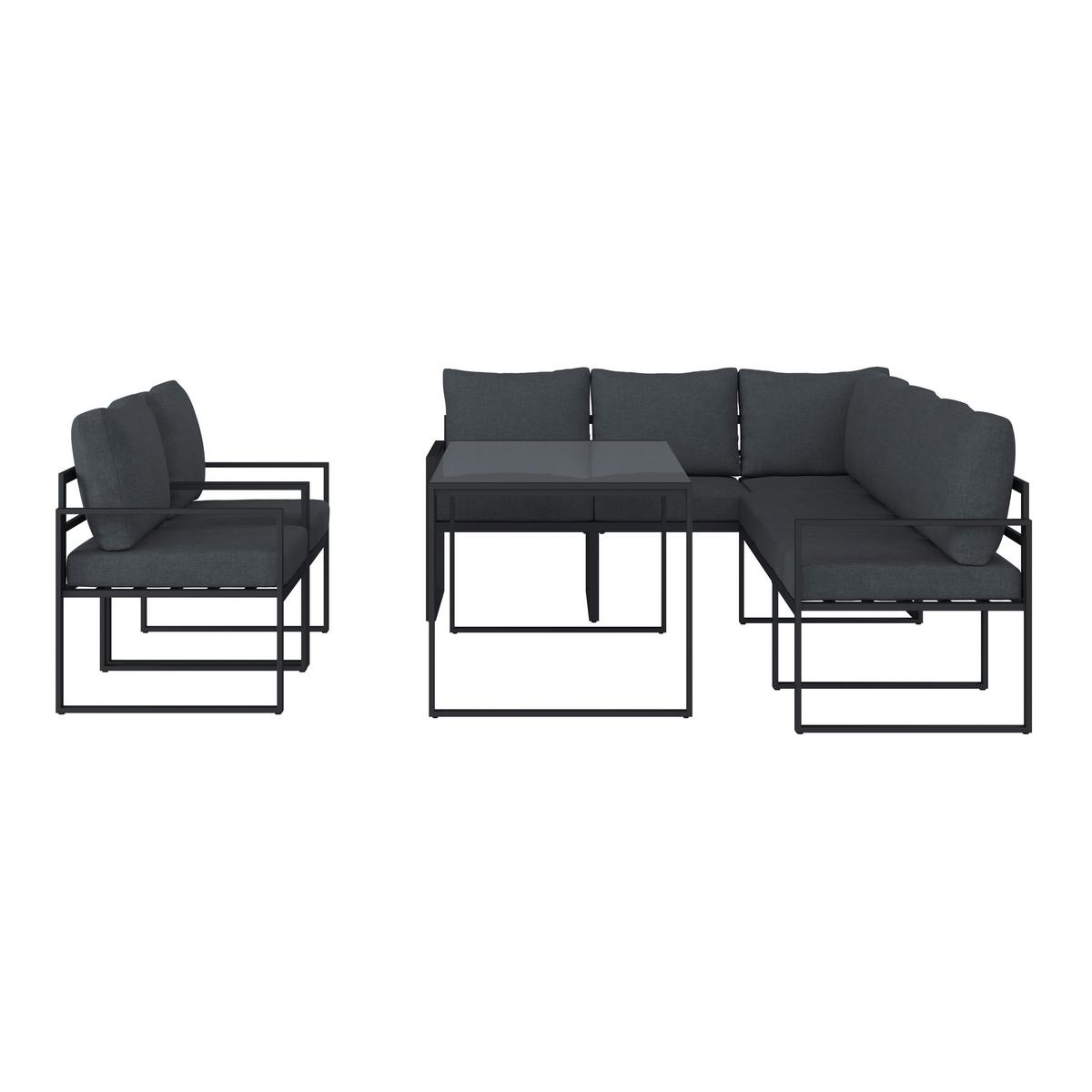 Lounge Garnitura Bologna, Antracit, 5-Delno - siva/antracit, Moderno, kovina/steklo - Beldano