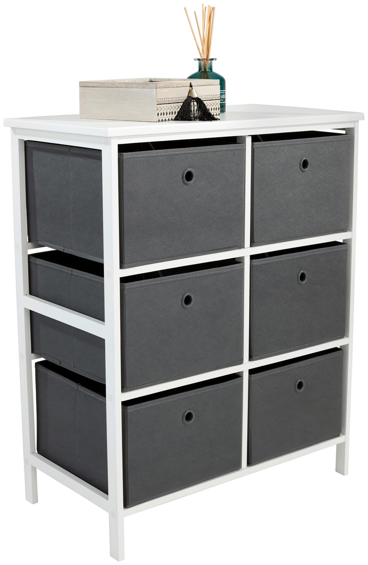 Komoda Oliver - bijela/siva, Moderno, drvni materijal/metal (70/80/30cm) - Modern Living