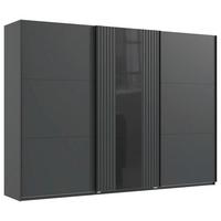 DULAP USI CULISANTE ATLANTA - grafit/negru, Modern, sticlă/material pe bază de lemn (300/216/65cm) - Premium Living