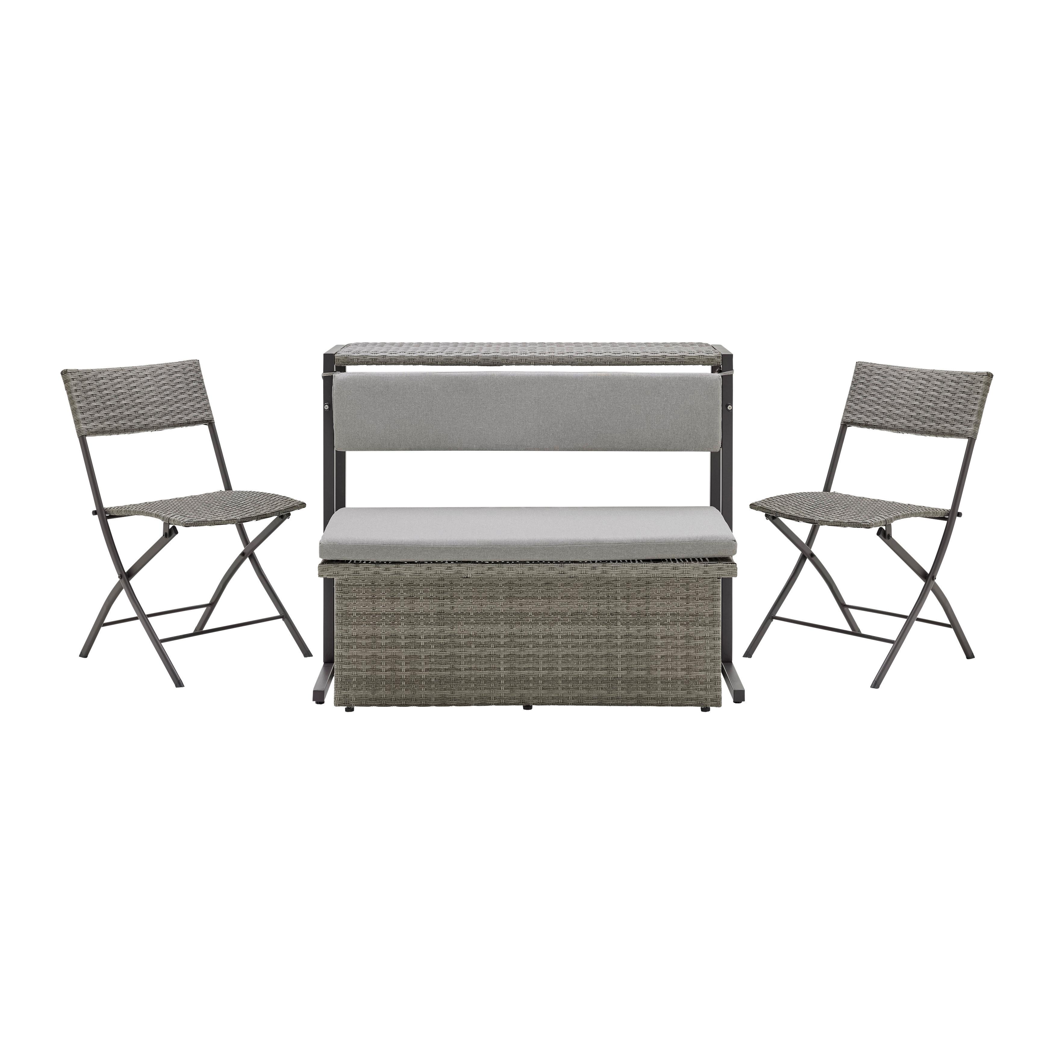 Loungeset "MARIO", modular inkl. Outdoorgewebe - Graubraun, Modern, Kunststoff/Textil (110/86,5/80cm) - Bessagi Garden