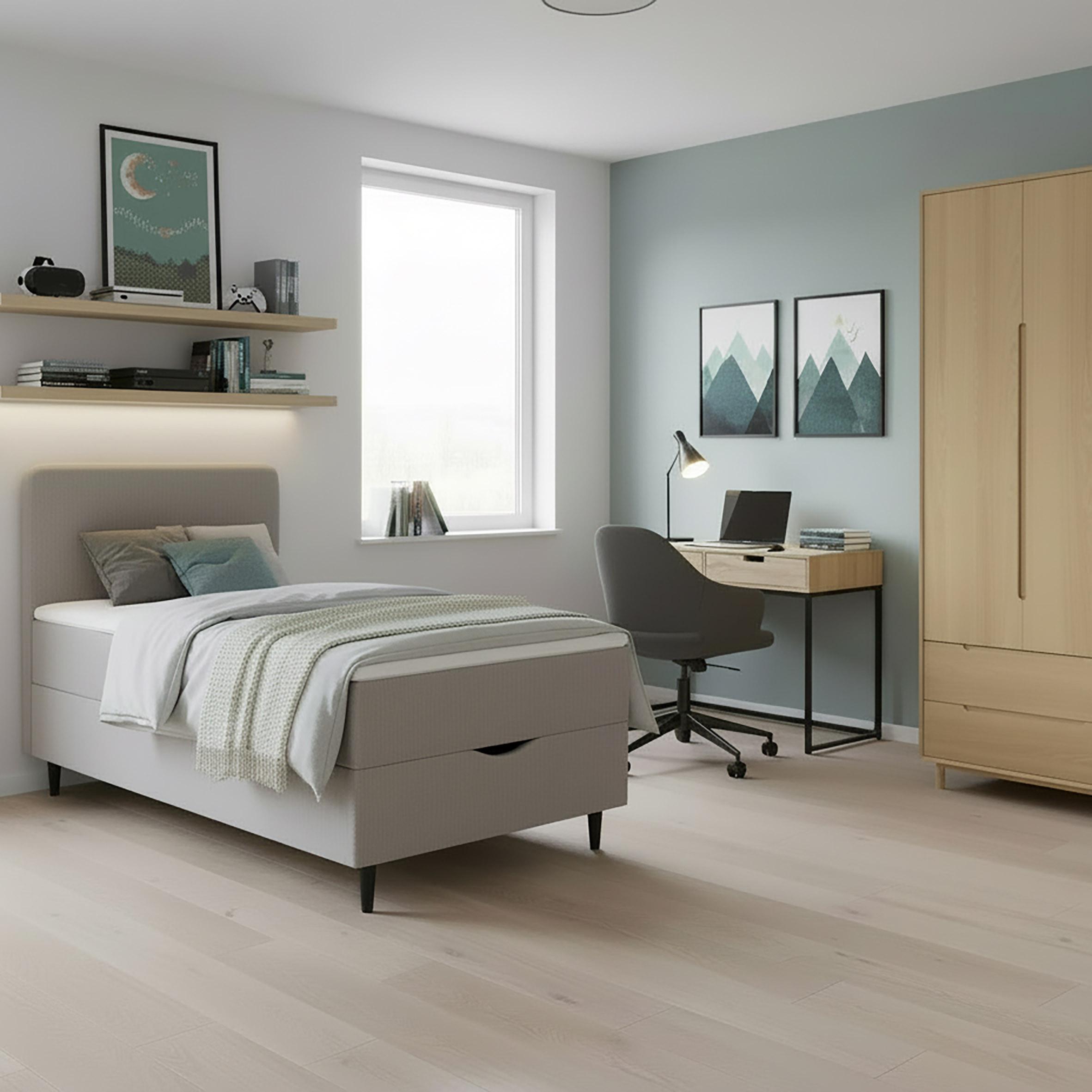 Pat box VIDA - gri, Modern, lemn/textil (90/200cm) - Bessagi Home