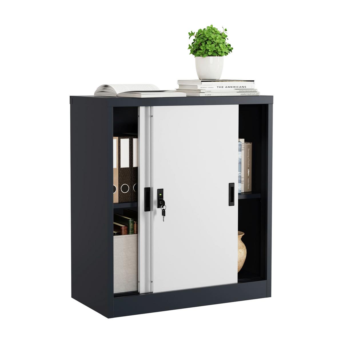 Aktenschrank Malivo - Weiss/Anthrazit, Konventionell, Metall (80/90/40cm) - MID.YOU