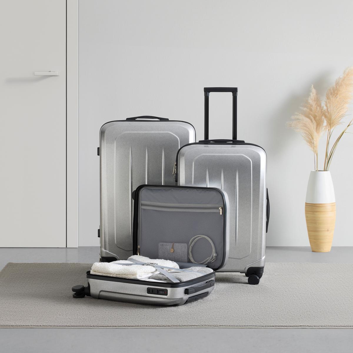 Reisekofferset Tokio Silberfarben, 3-teilig - Silberfarben, KONVENTIONELL, Kunststoff/Textil - Mömax