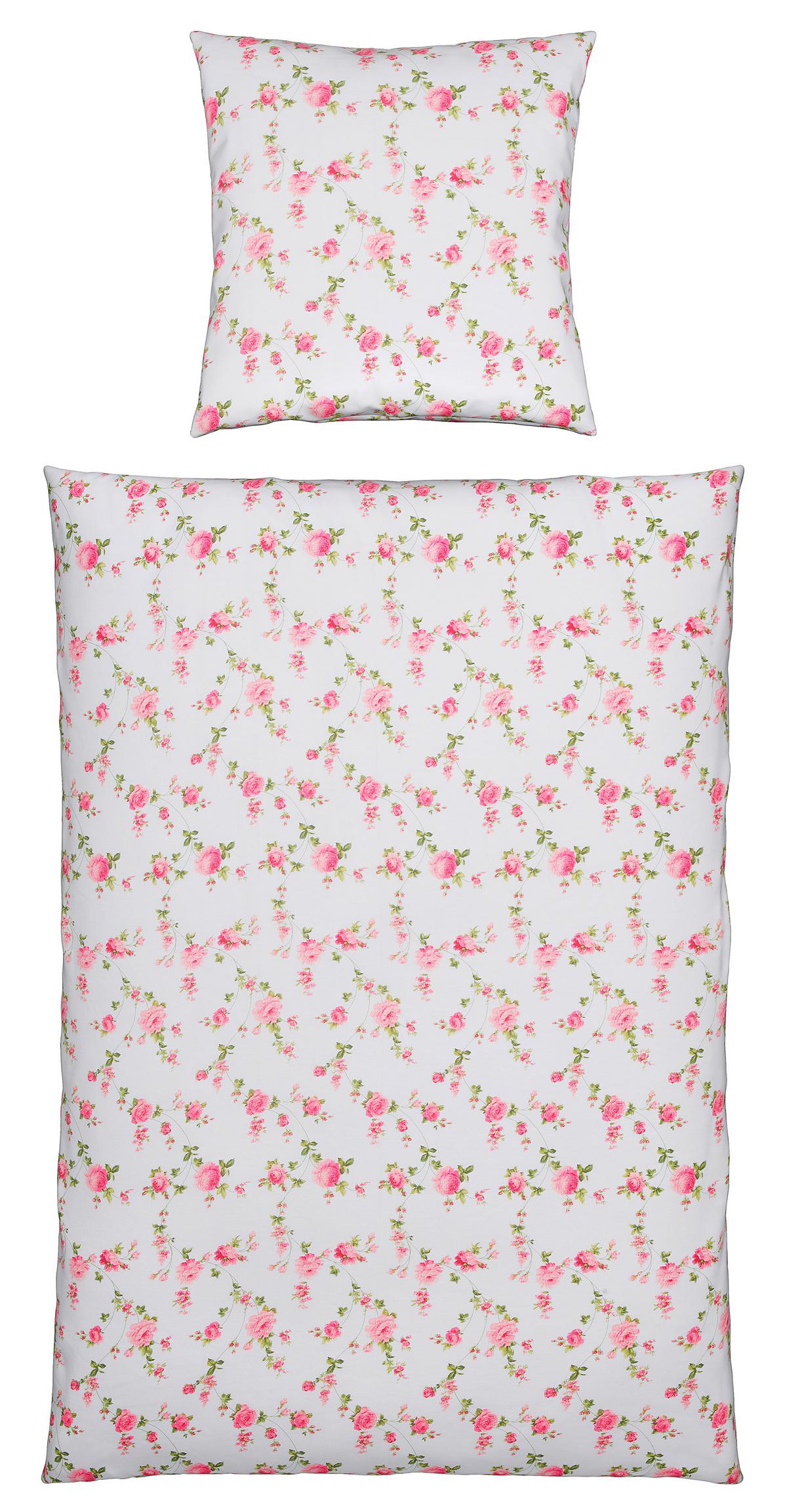 Bettwäsche Flora in Weiß ca. 135x200cm - Weiß, ROMANTIK / LANDHAUS, Textil (135/200cm) - Modern Living