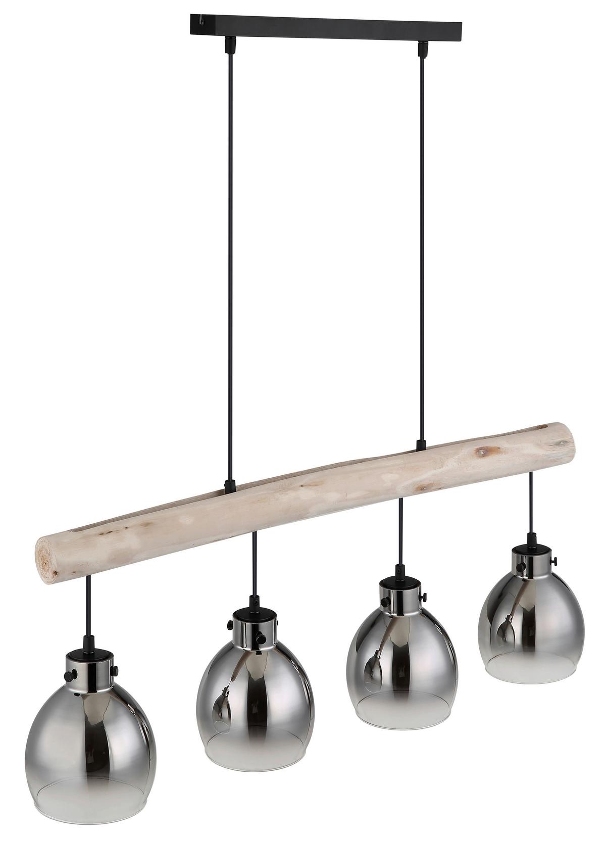 Hängeleuchte Ryan Natur/Schwarz max. 40 Watt - Schwarz/Naturfarben, Natur, Glas/Holz (82,5/15/140cm) - Globo