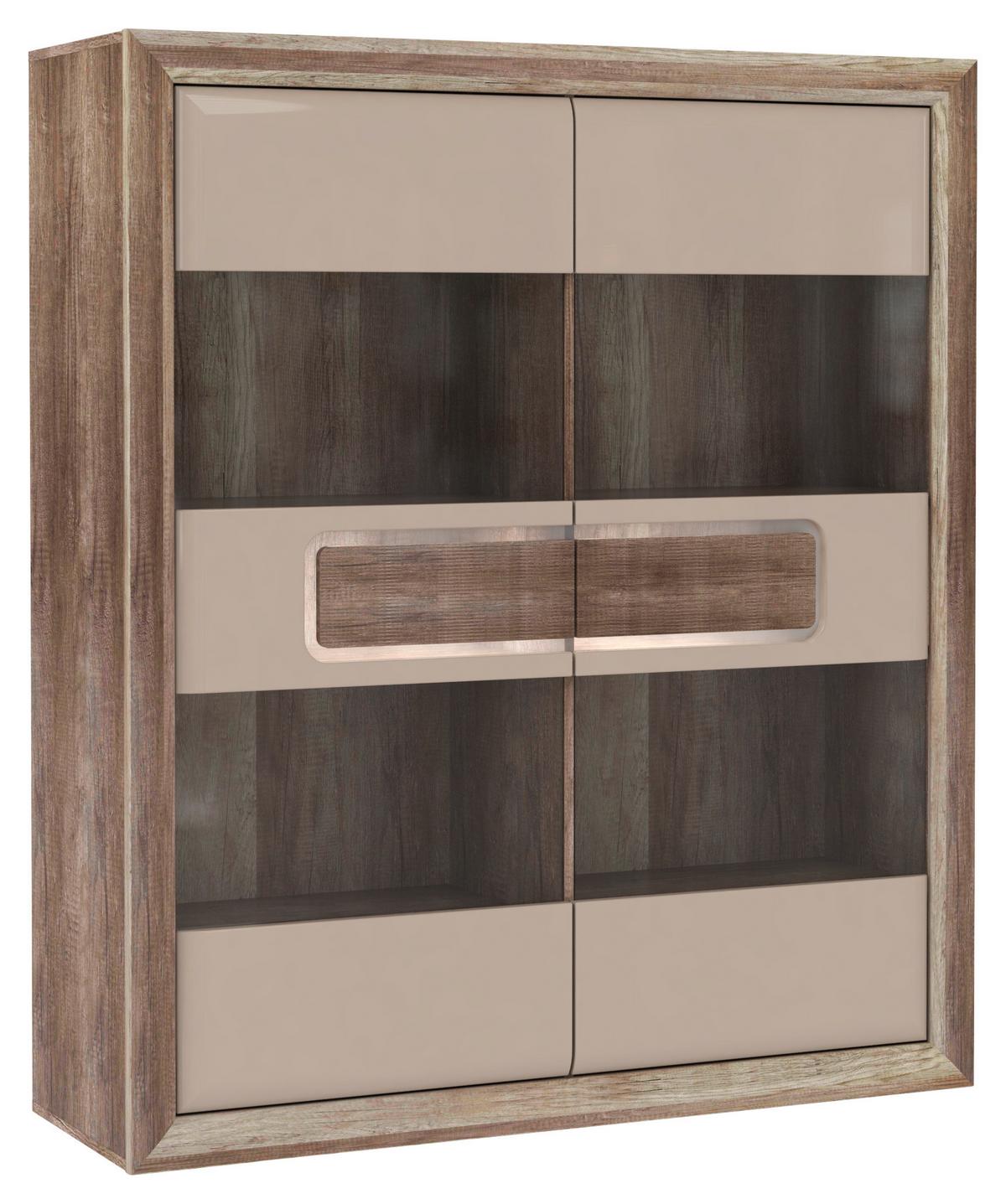 Nizka Vitrina Tiziano - siva/barve hrasta, Moderno, kovina/umetna masa (133,8/155,4/43,5cm) - Mömax