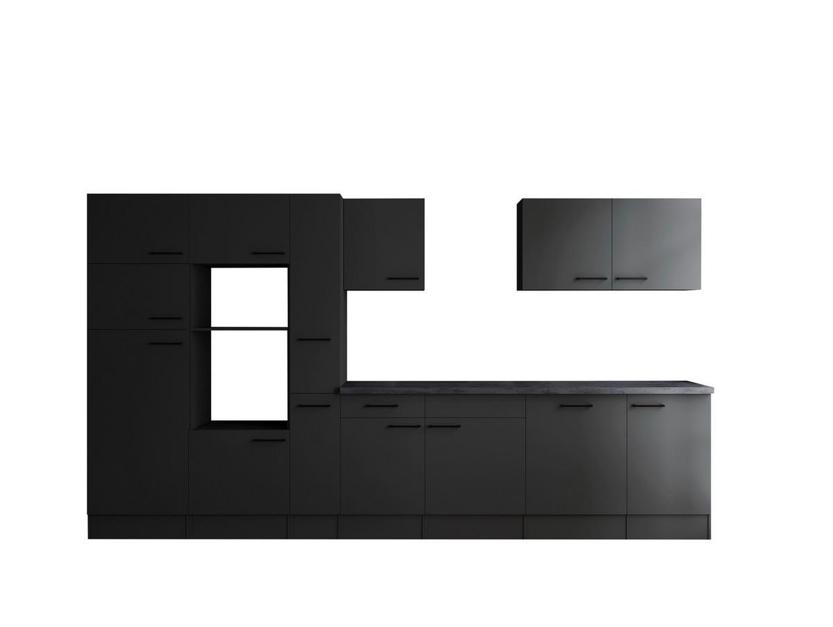 Kuhinjski Blok Brez Aparatov Oliver, 370cm - temno siva/črna, Design, kovina/leseni material (370cm) - Respekta