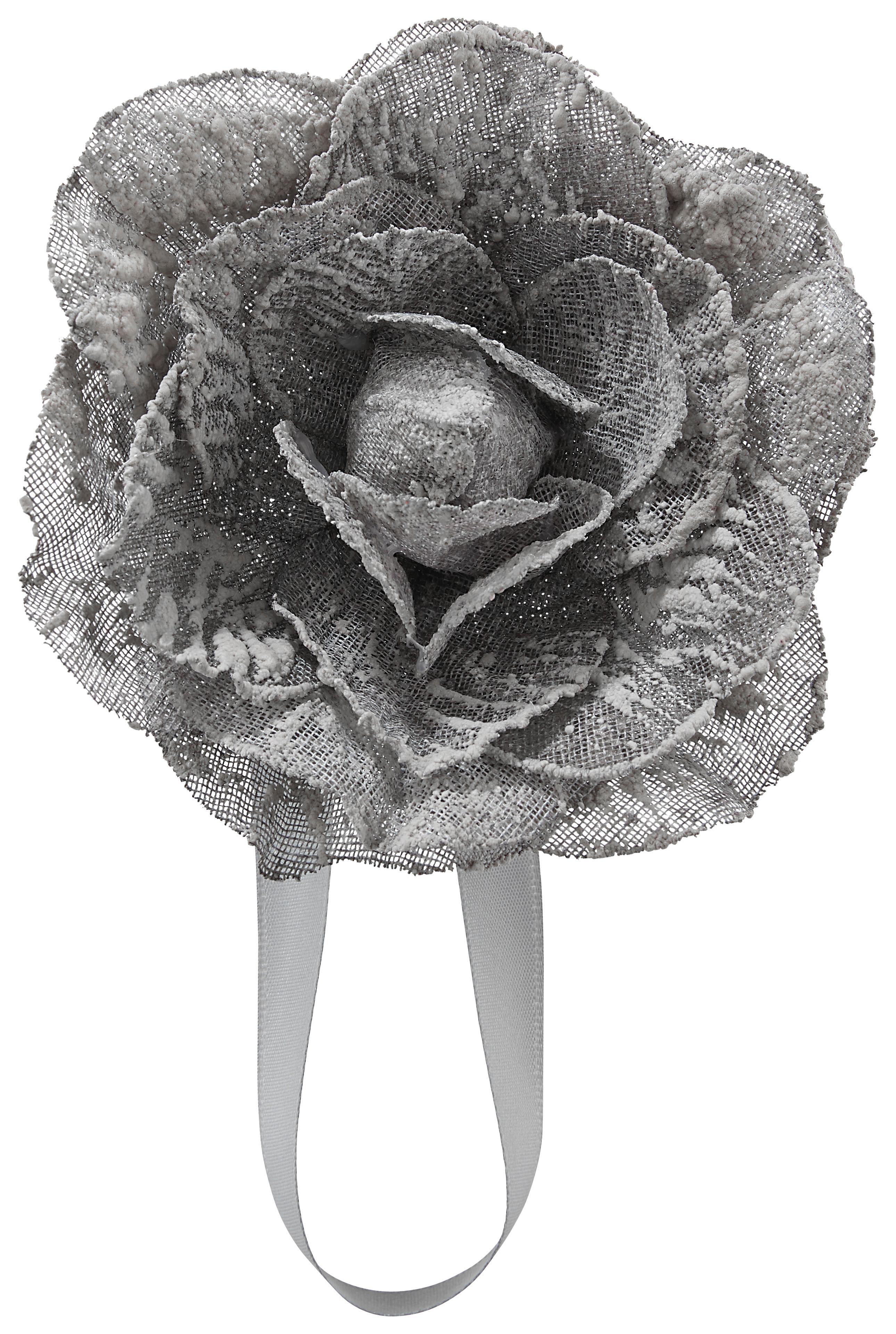 Raffhalter Rose in Anthrazit - Anthrazit, Romantik / Landhaus, Textil (11cm) - Modern Living