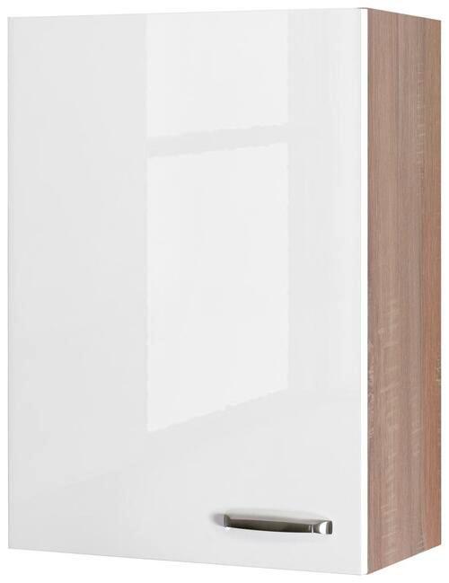 Gornji Kuhinjski Element Venezia-Valero - sonoma hrast/bela visoki sjaj, Moderno, metal/pločasti materijal (60/89/32cm) - Mömax