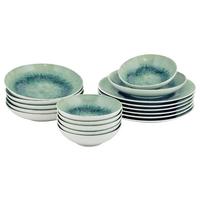 SERWIS OBIADOWO-ŚNIADANIOWY SESZELE - niebieski/miętowoszary, Basics, ceramika