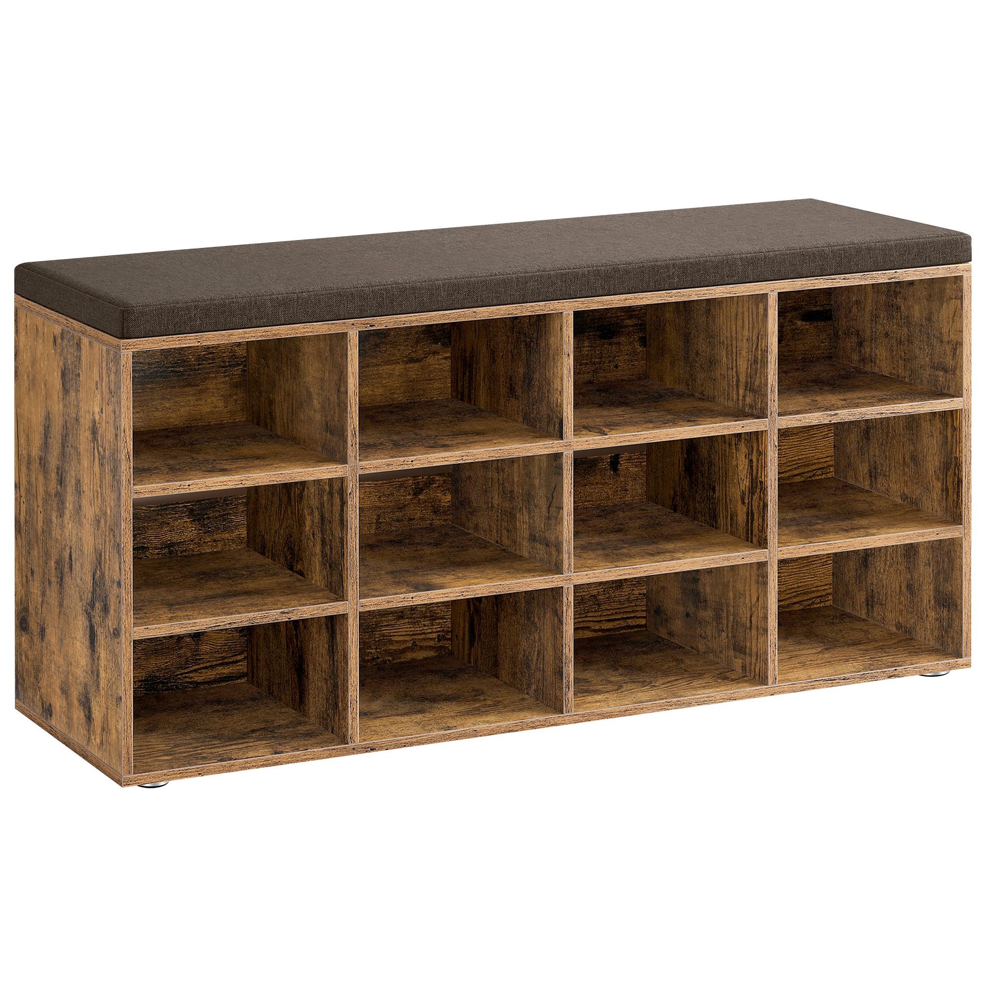 Schuhbank in Dunkelbraun inkl. Sitzauflage - Dunkelbraun, Trend, Holzwerkstoff (104/48/30,3cm) - MID.YOU