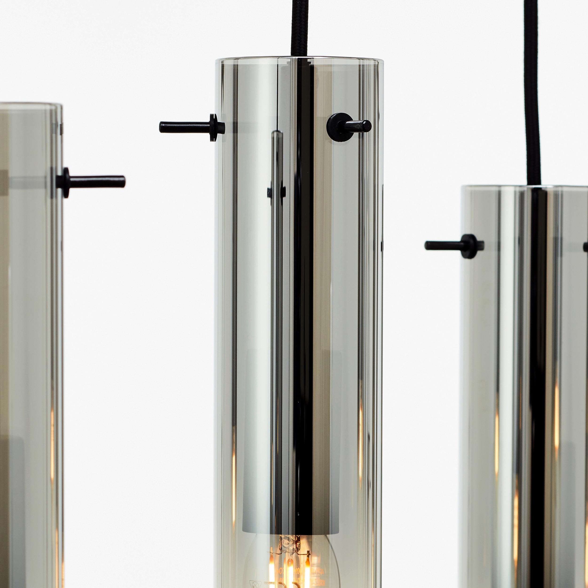 Hängeleuchte Glasini Grau/Schwarz max. 25 Watt - Schwarz/Grau, Design, Glas/Metall (80/30/199cm) - Brilliant