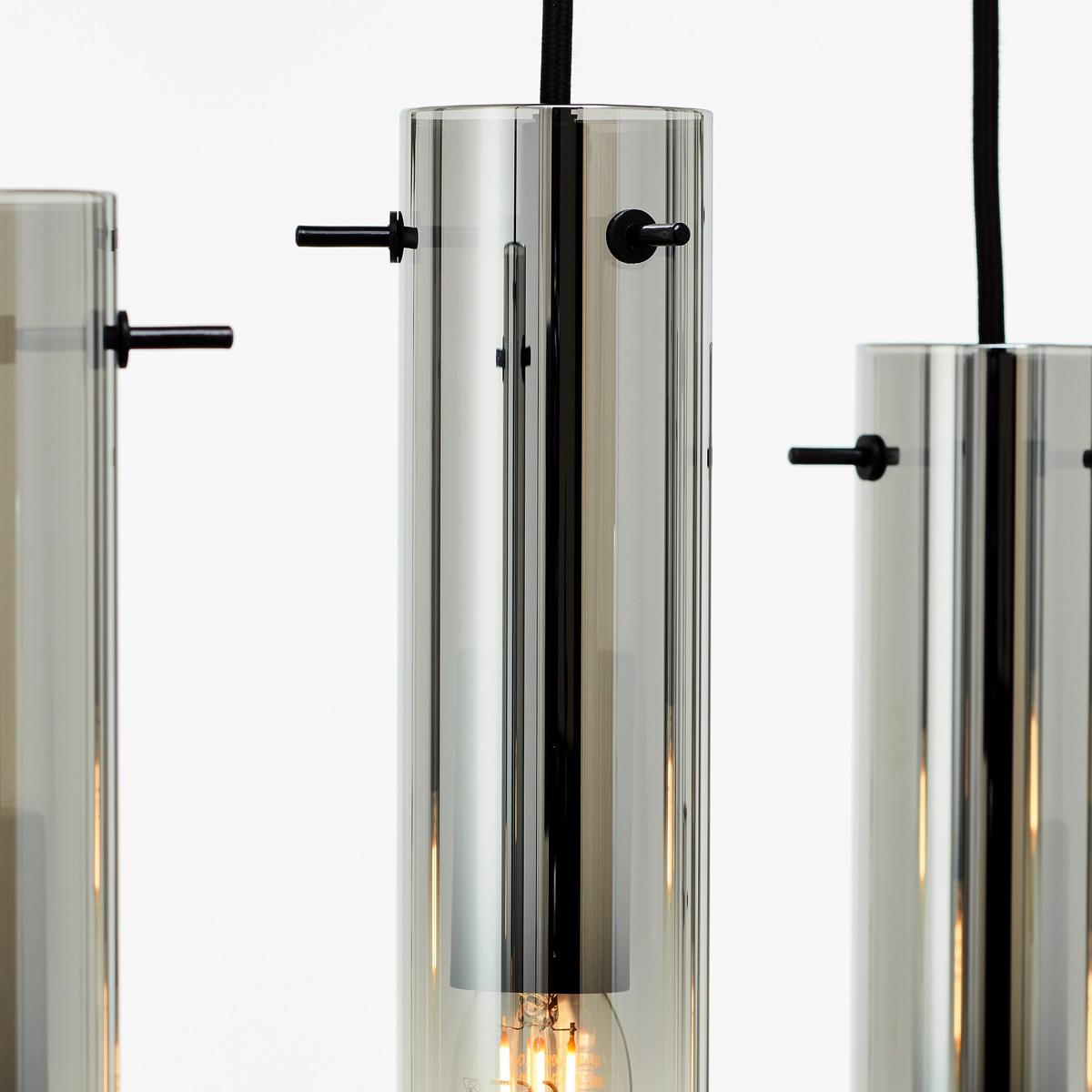 Hängeleuchte Glasini Grau/Schwarz max. 25 Watt - Schwarz/Grau, Design, Glas/Metall (80/30/199cm) - Brilliant