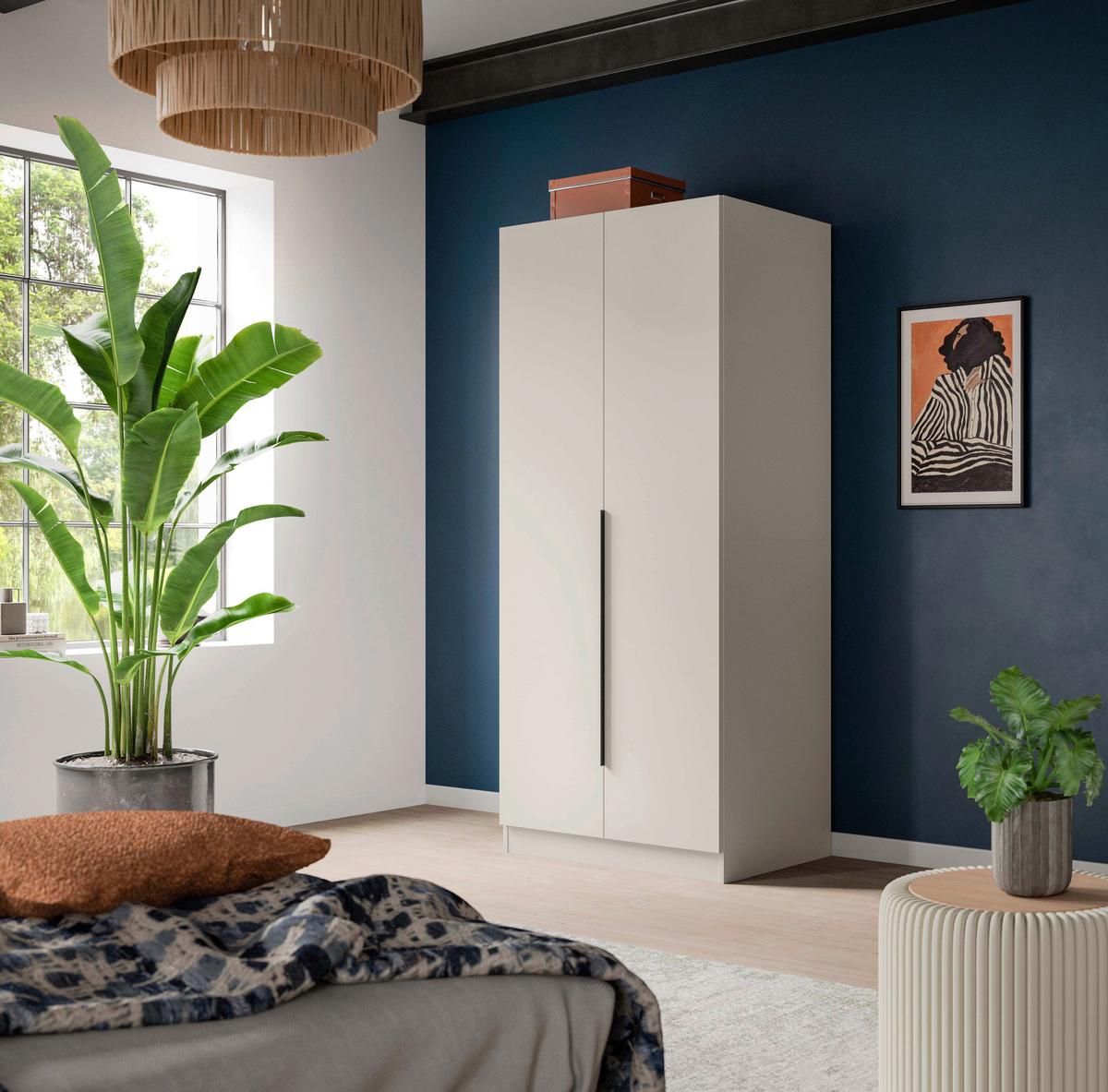 Drehtürenschrank Kopenhagen Kaschmir - Kaschmir/Schwarz, MODERN, Holzwerkstoff/Kunststoff (80/181/52cm) - Livetastic