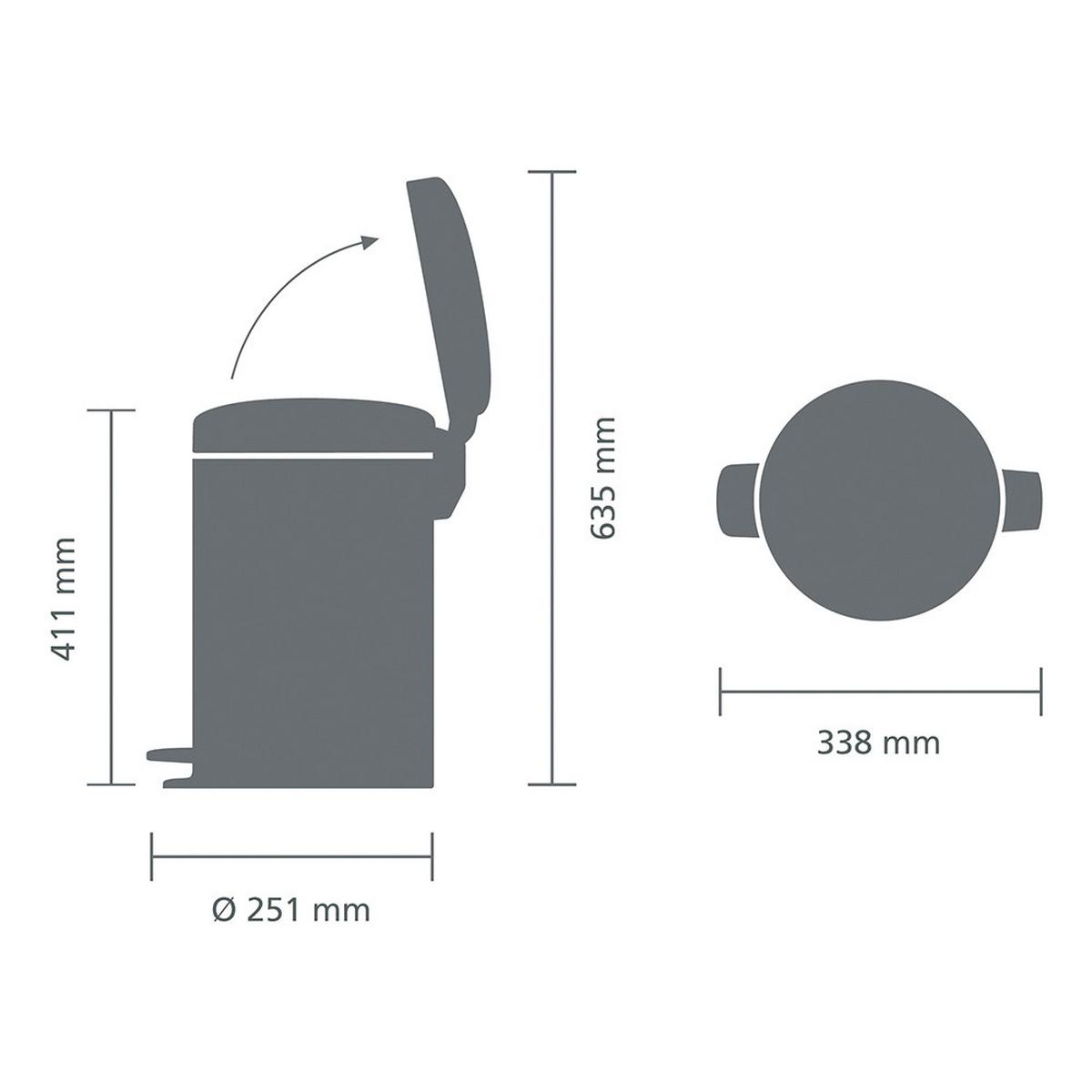 KOSZ NA ODPADY 113628 - kolor platynowy, Design, tworzywo sztuczne/metal (25,1/41,1/33,8cm) - Brabantia