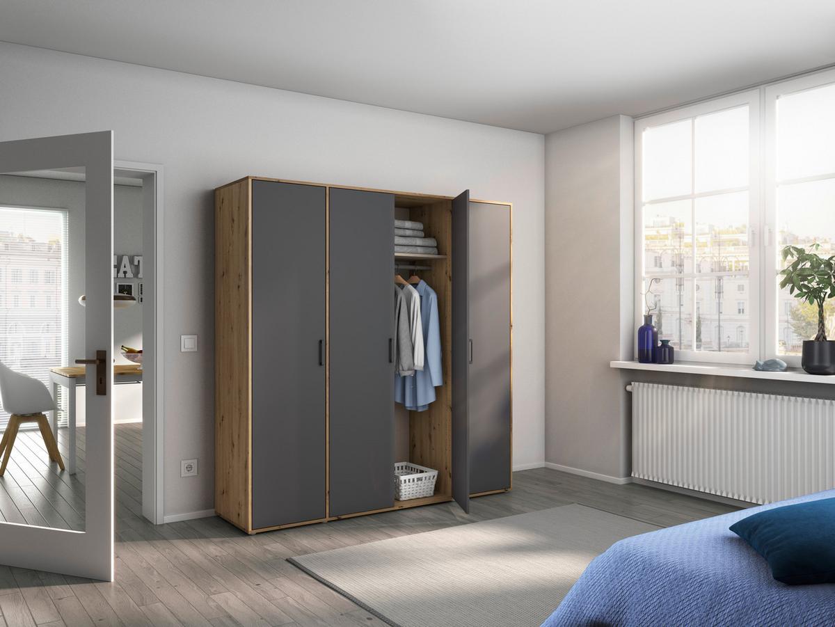DULAP  USI ROTATIVE VOYAGER - stejar Artisan/gri, Modern, material pe bază de lemn (187/194/53cm) - Modern Living
