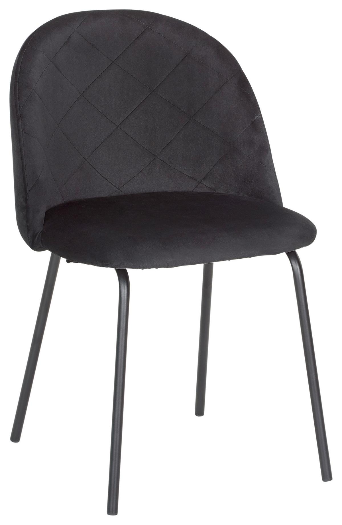 Stuhl Selina Schwarz Samt Gepolstert - Schwarz, MODERN, Holz/Textil (48,5/78/54cm) - Bessagi Home