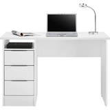 Schreibtisch in Weiß matt - Chromfarben/Weiß, Holzwerkstoff/Metall (120/76/55cm) - Based