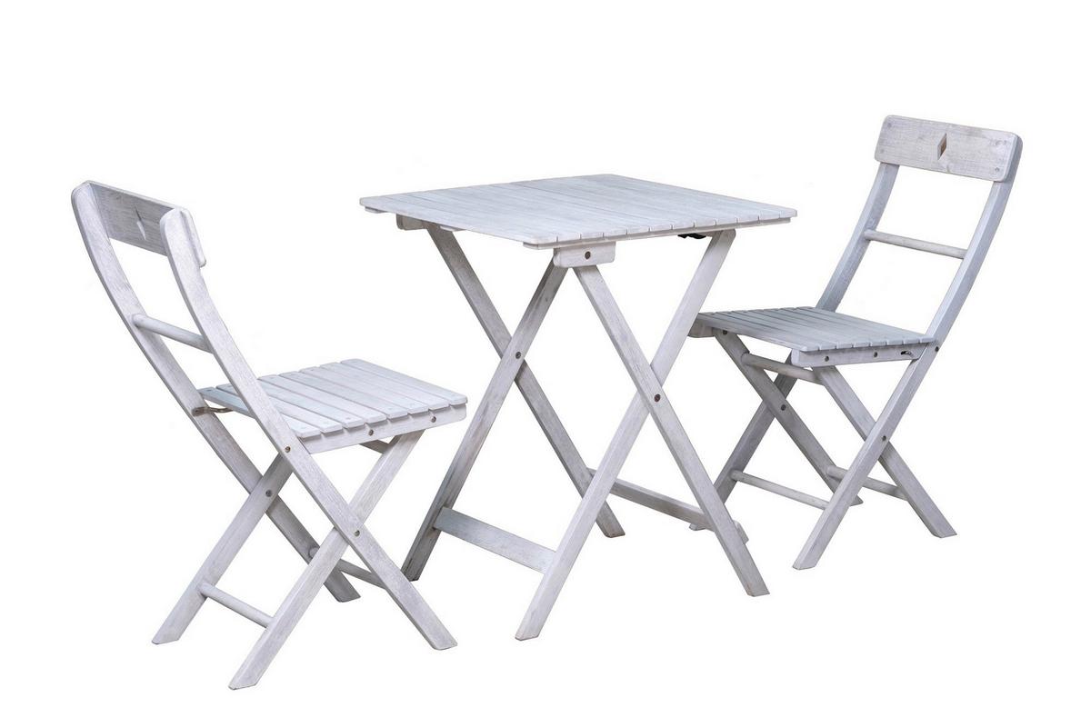 Balkonset 3-tlg. Naturfarben Akazienholz - Grau, Natur, Holz - Gardenson