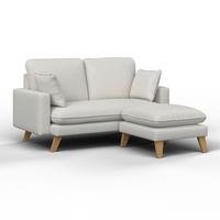 Ecksofa Illa Hellgrau Webstoff - Hellgrau/Naturfarben, MODERN, Holz/Textil (154/84/86cm) - Bessagi Home