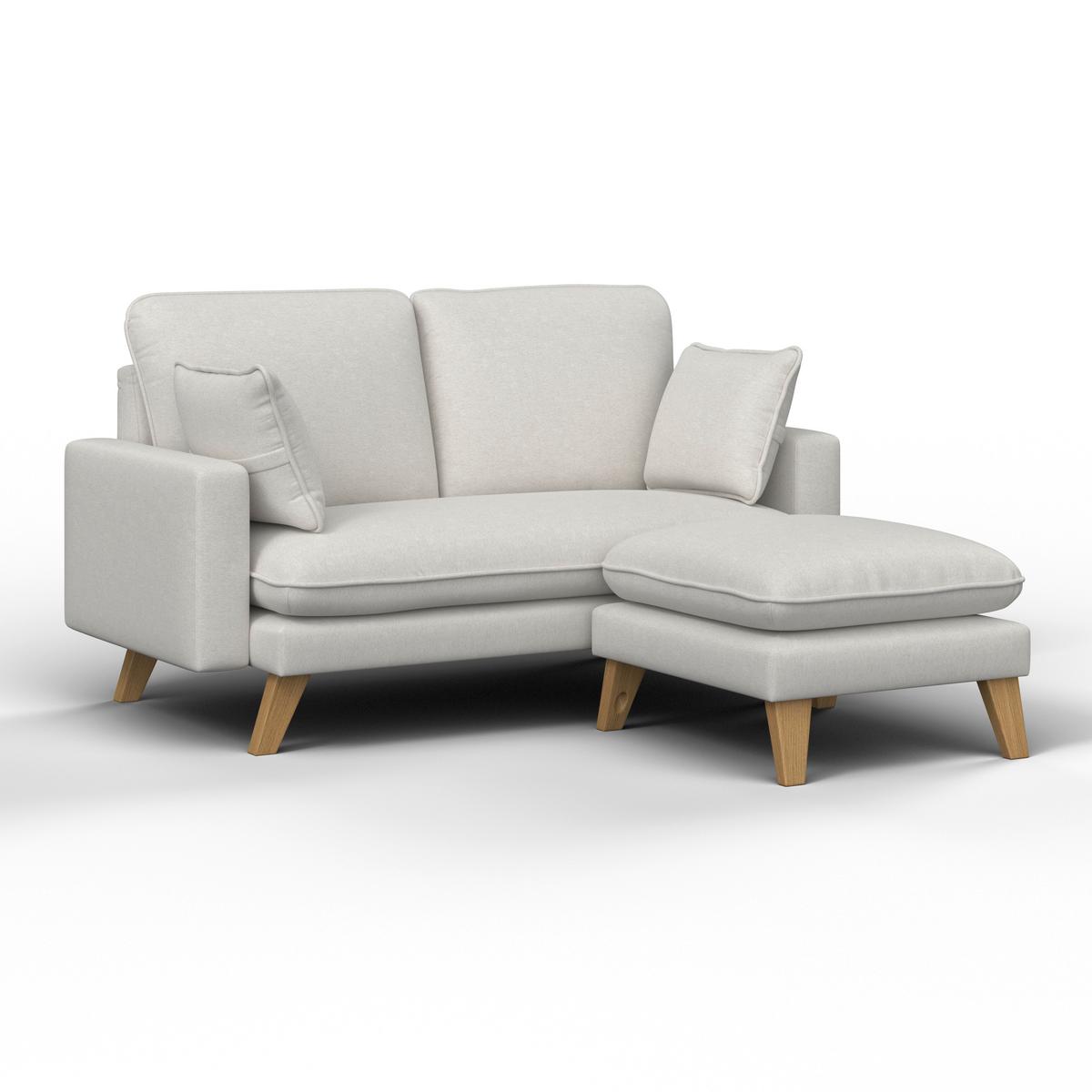 Ecksofa Illa Hellgrau Webstoff - Hellgrau/Naturfarben, MODERN, Holz/Textil (154/84/86cm) - Bessagi Home