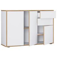 Komoda Salia B110, Bela, Barva Hrasta - črna/bela, Design, umetna masa/leseni material (110/74/33cm) - MID.YOU