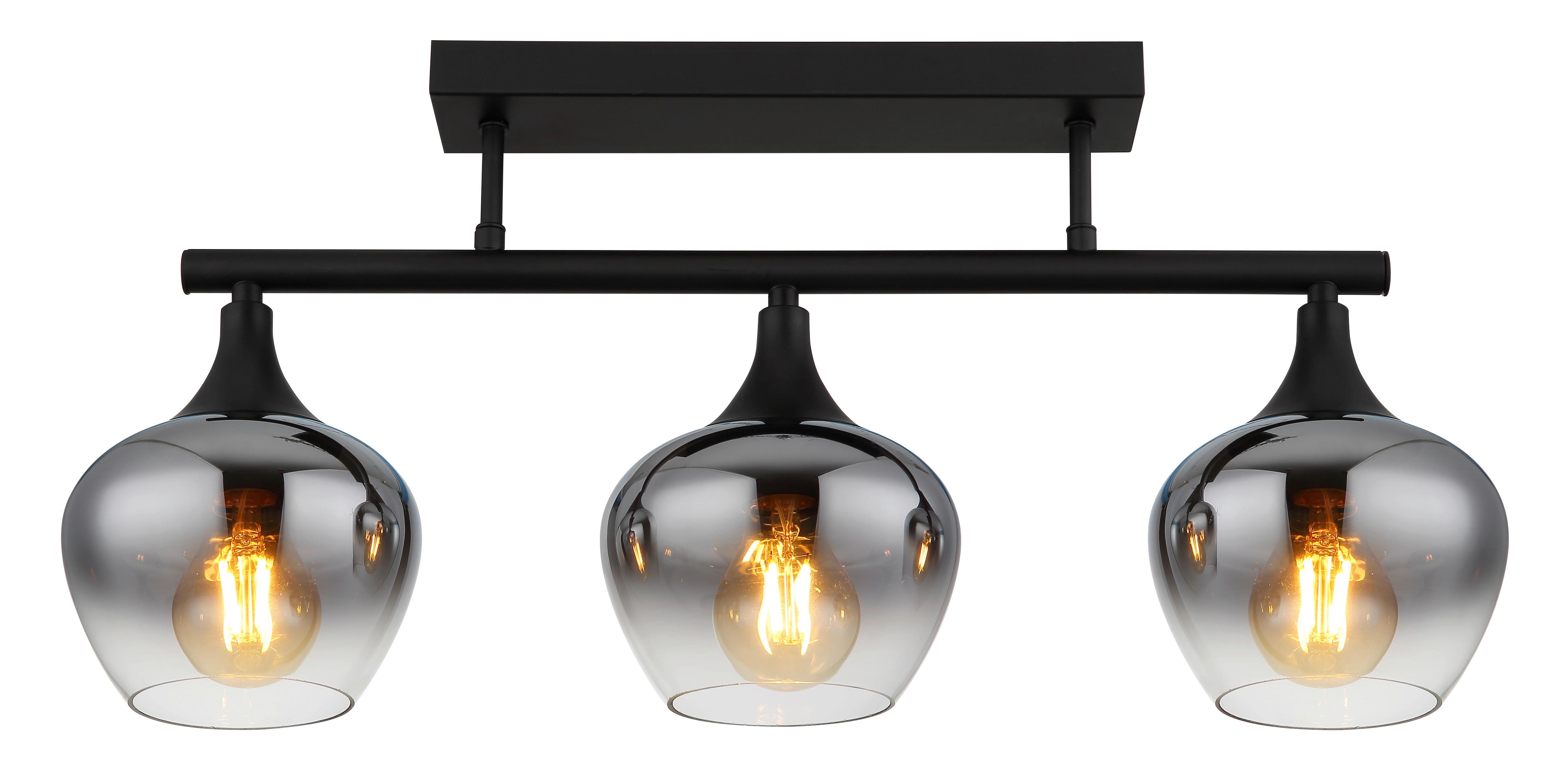 DECKENLEUCHTE 15548-3D1 - Schwarz, Design, Glas/Metall (65/15/28,5cm) - Globo