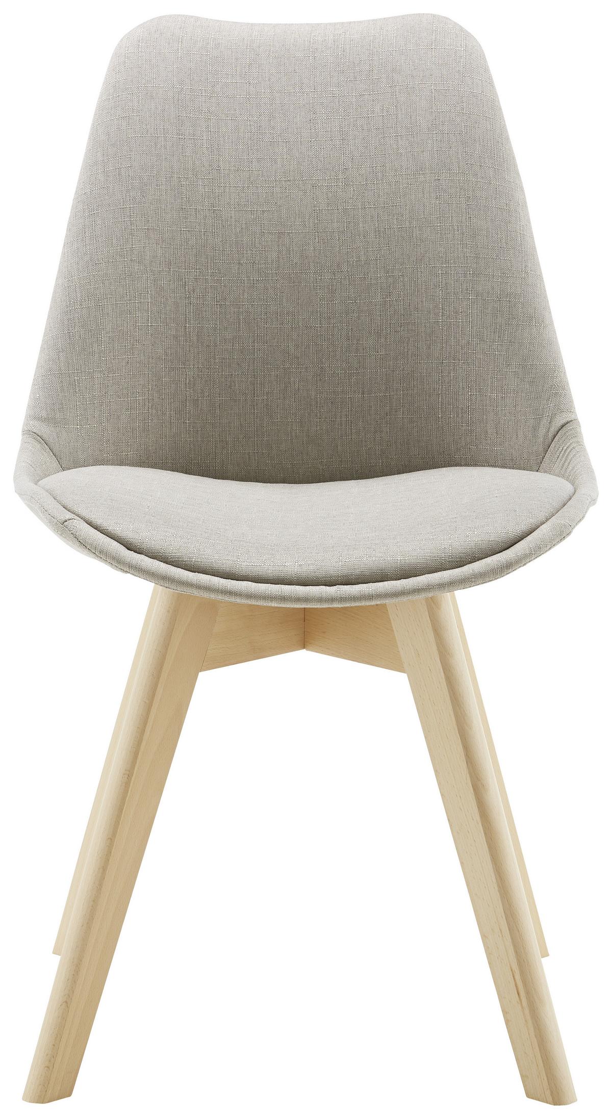 Stuhl Rocksi Hellgrau Webstoff Echtholz Beine - Buchefarben/Hellgrau, MODERN, Holz/Kunststoff (43/82,5/43cm) - Bessagi Home