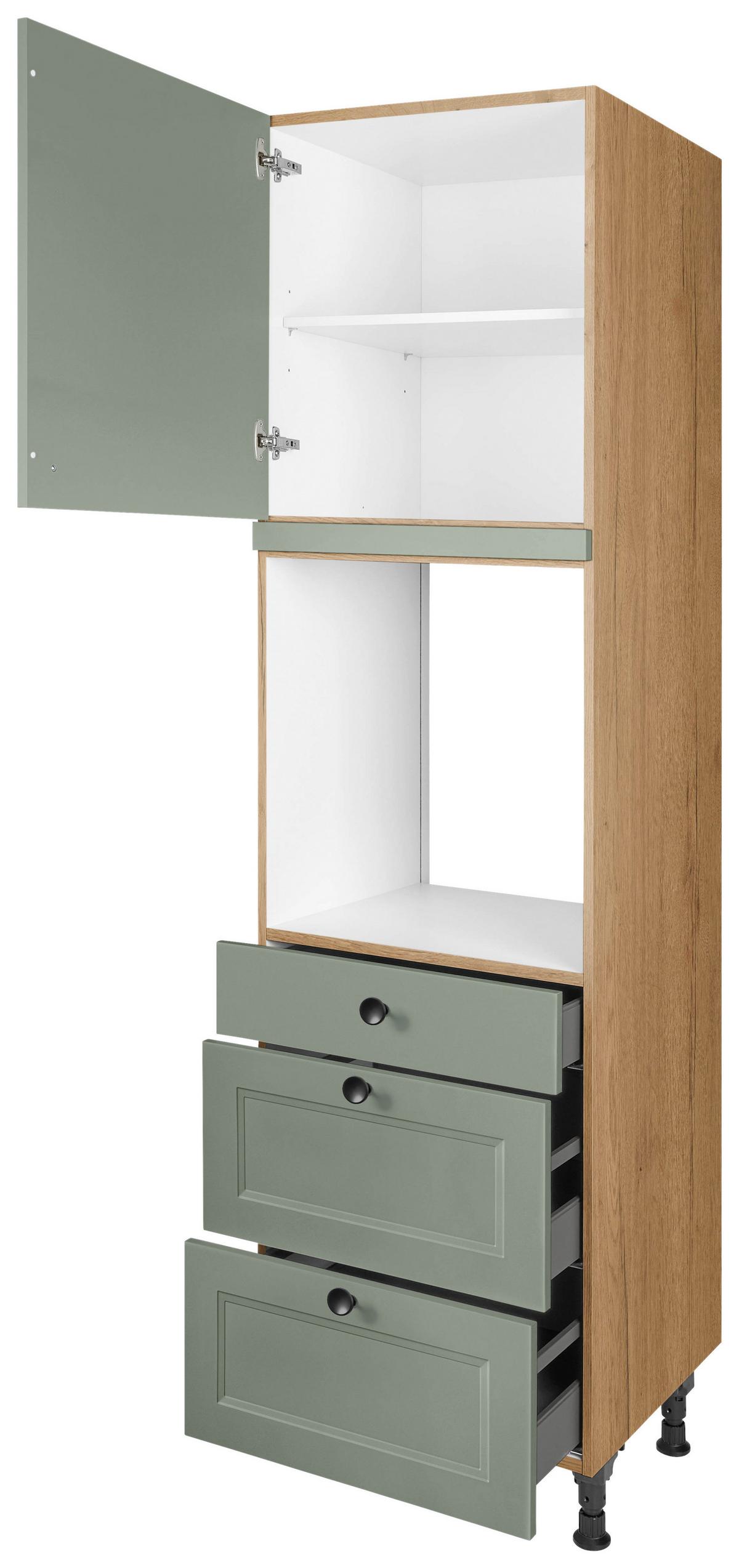 Geräteumbauschrank Cascada Grün - Eichefarben/Schwarz, MODERN, Holzwerkstoff/Metall (60/216,6/58cm) - Nobilia