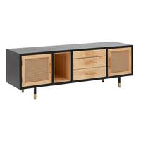 Komoda Massimo, Barva Bora, Črna - zlate barve/barve bora, Moderno, kovina/les (160/44/55cm) - Bessagi Home