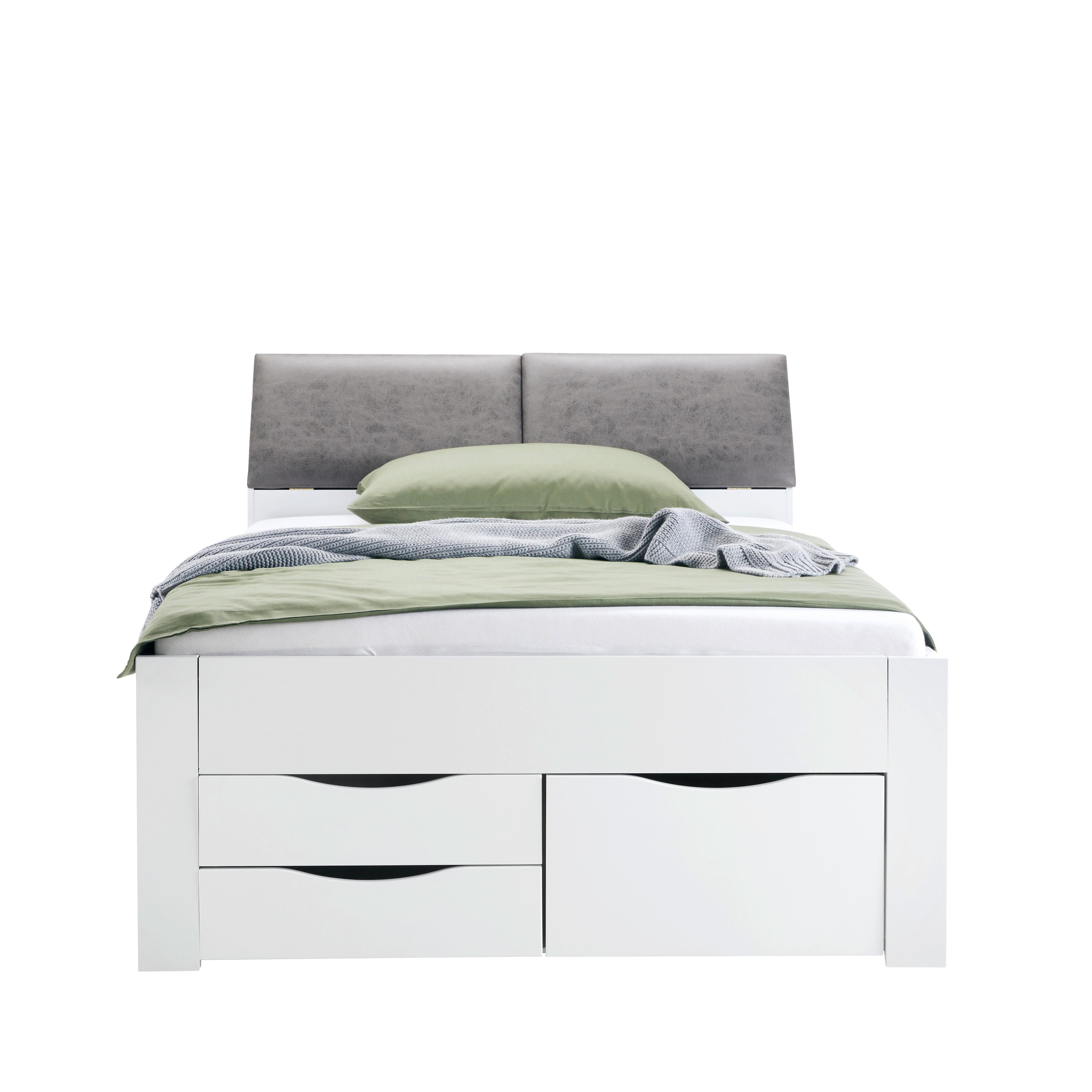 SÄNG MED FÖRVARING MAXI MM - vit/grå, Klassisk, trämaterial/textil (140/200cm) - Mömax