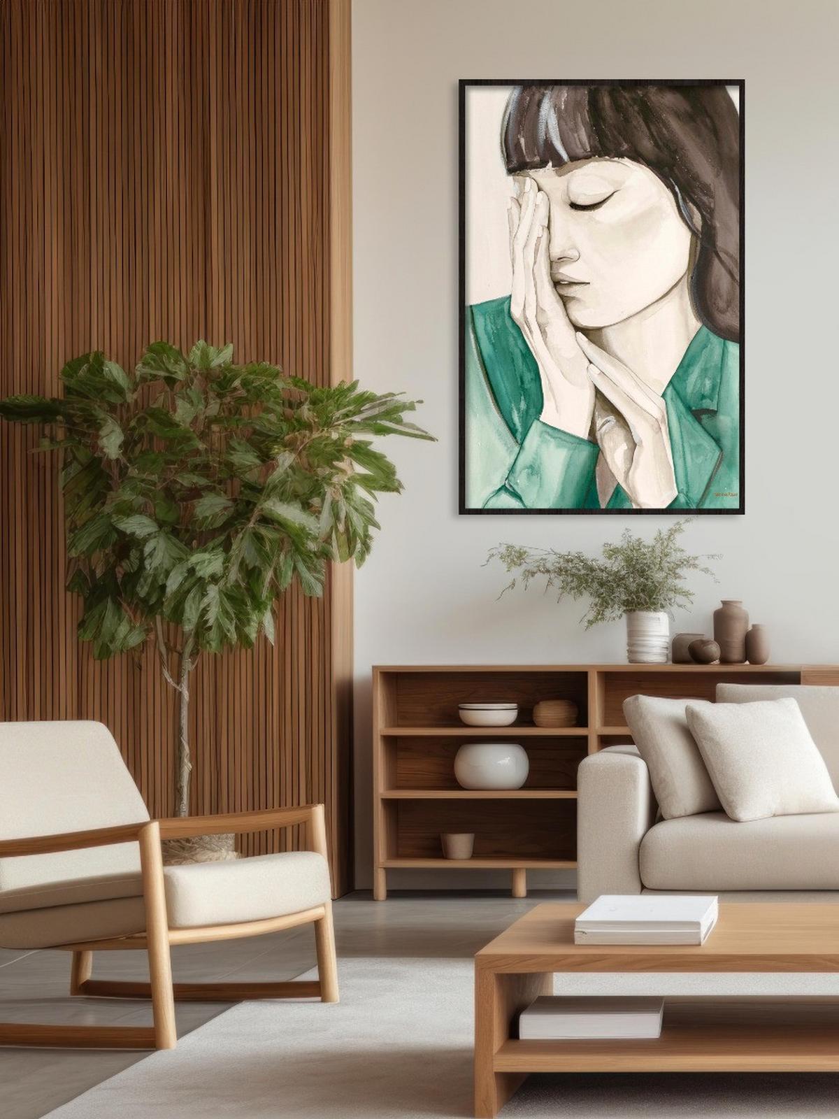 BILD STL-DE-ROUW-002-98X148-FRX-FRZ - Schwarz/Grün, Basics, Holz/Kunststoff (98/148/10cm)