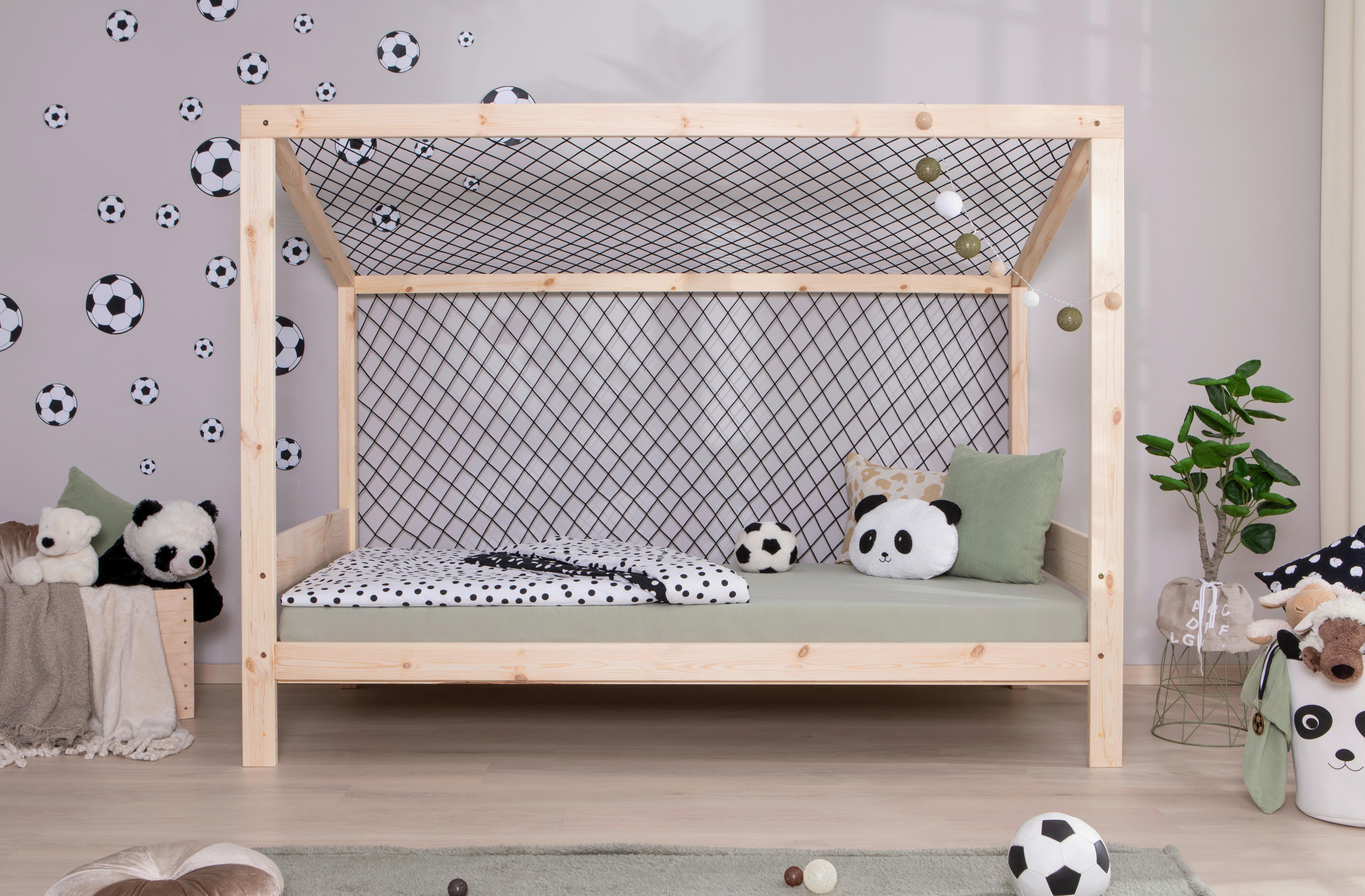 Bodenbett Fußball Holz ca. 90x200 cm - Naturfarben, MODERN, Holz/Textil (90/200cm) - MID.YOU