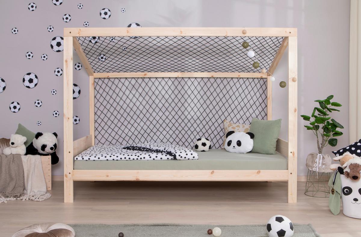 Bodenbett Fußball Holz ca. 90x200 cm - Naturfarben, MODERN, Holz/Textil (90/200cm) - MID.YOU