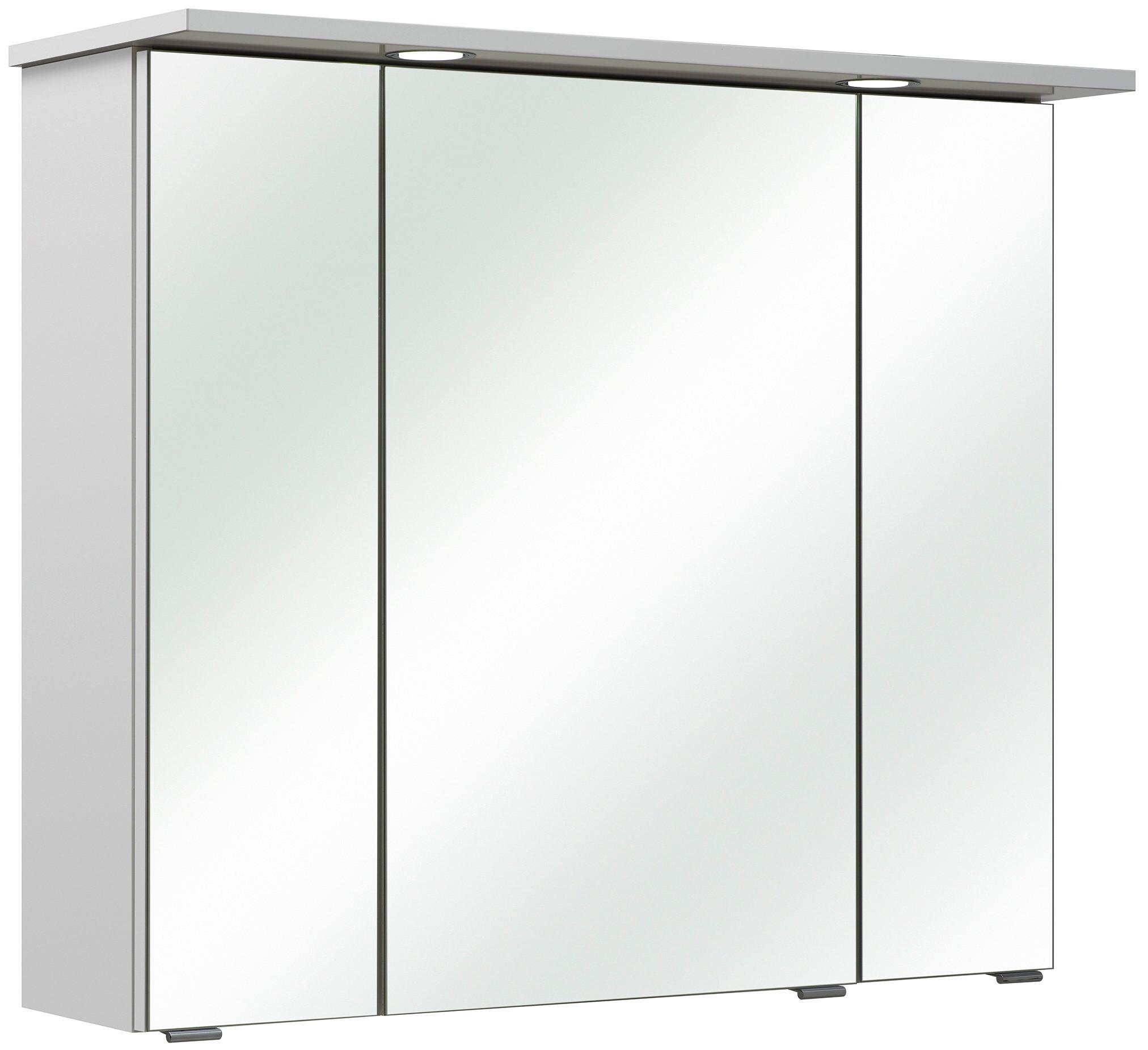 SZAFKA Z LUSTREM EMMA II - biały/kolor chromowy, Konventionell, materiał drewnopochodny/metal (80/70/18cm) - Xora