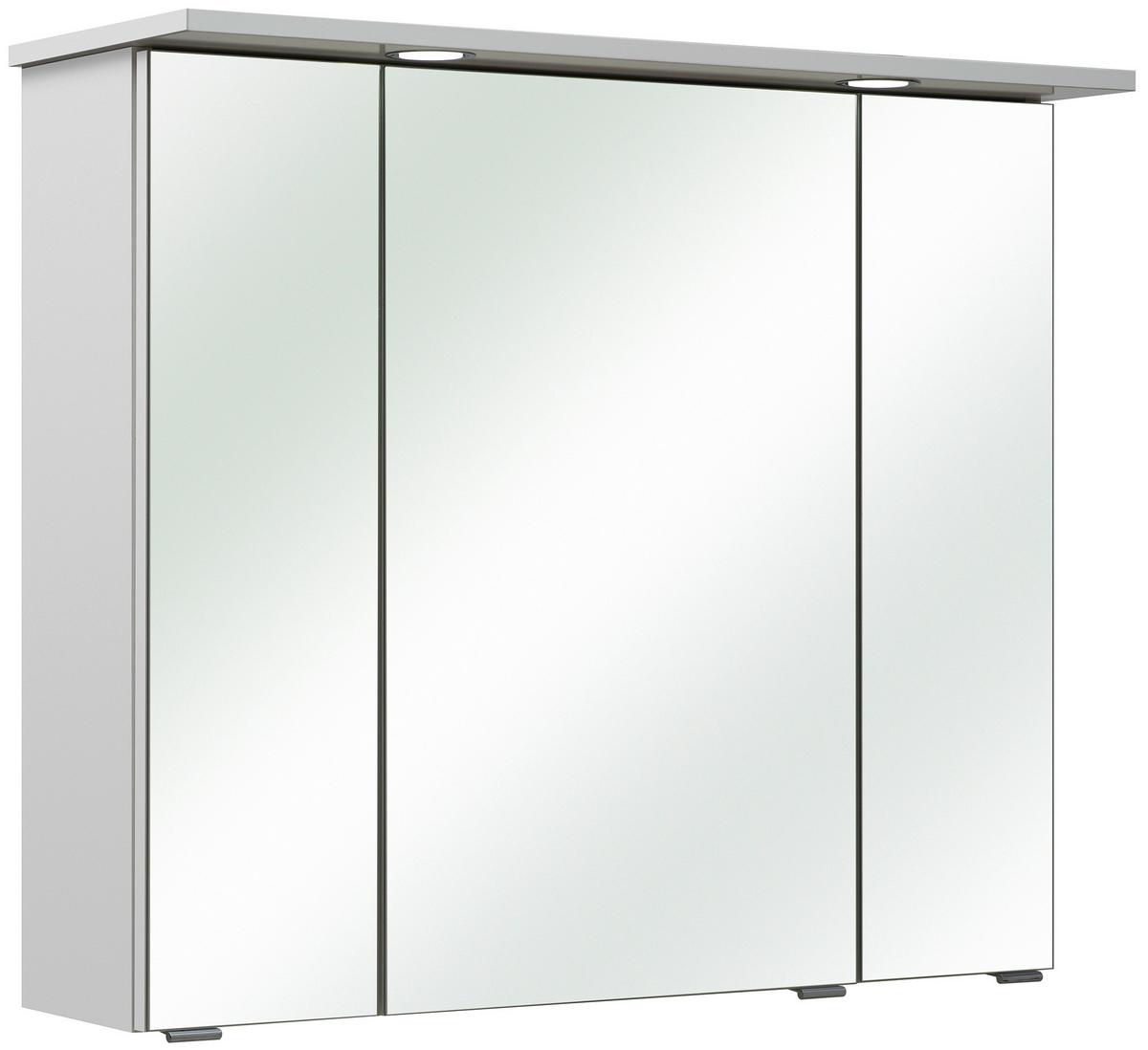 SZAFKA Z LUSTREM EMMA II - biały/kolor chromowy, Konventionell, materiał drewnopochodny/metal (80/70/18cm) - Xora