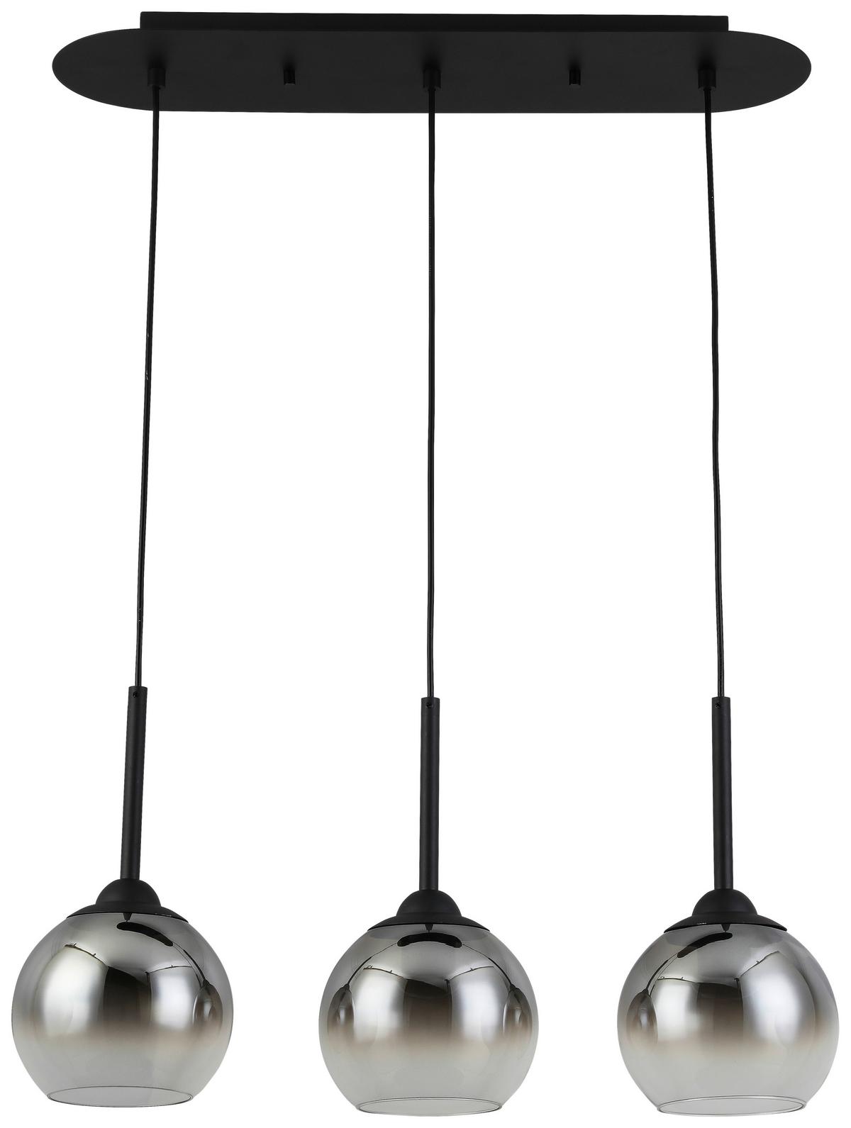 Függőlámpa Kian - fekete, Modern, műanyag/Üveg (66/18/120cm) - Visiona