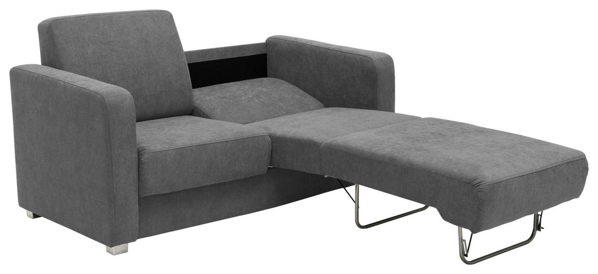 Schlafsofa Mia Grau Mikrofaser - Chromfarben/Grau, Basics, Kunststoff/Textil (159/88/87cm) - Livetastic