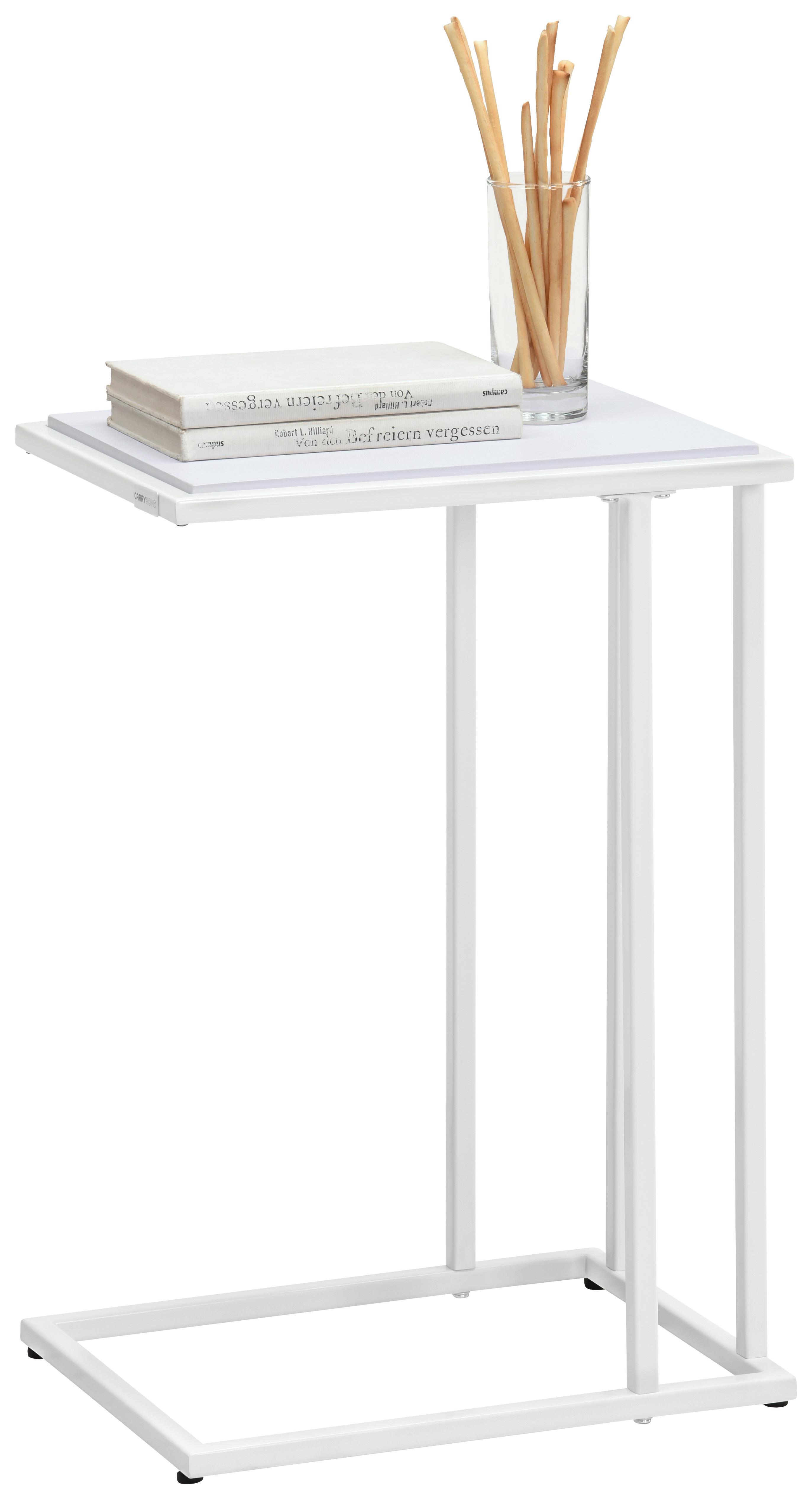 STOLIK BOCZNY PROMO - biały, Design, materiał drewnopochodny/metal (40/30/60cm) - Carryhome