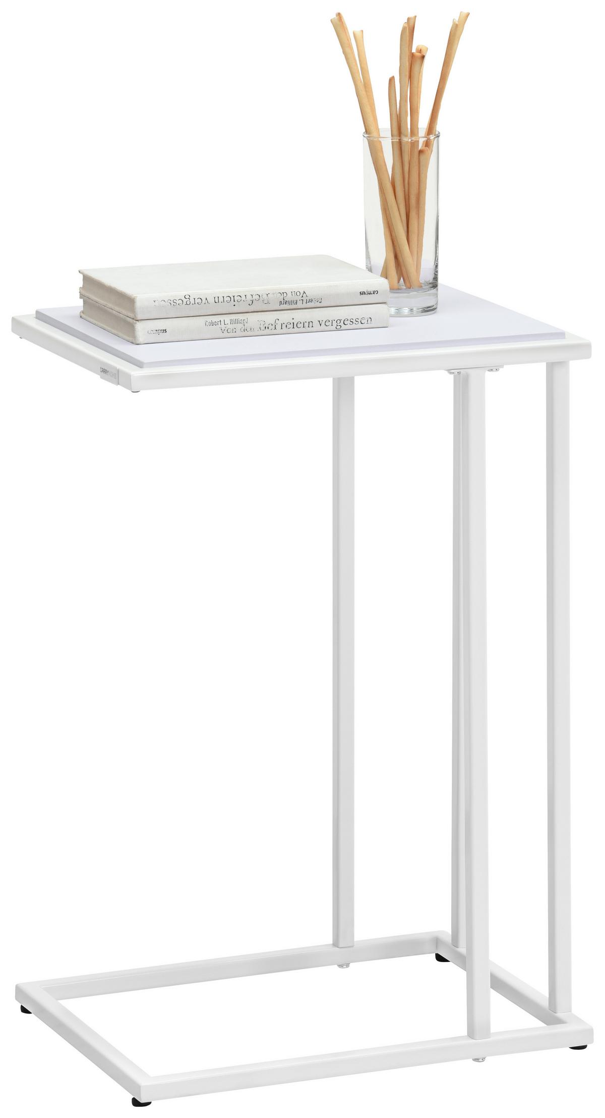 STOLIK BOCZNY PROMO - biały, Design, materiał drewnopochodny/metal (40/30/60cm) - Carryhome