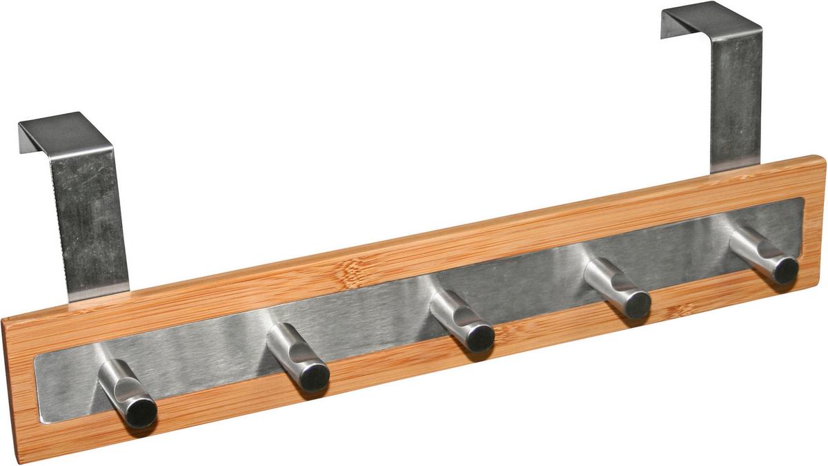 Obešalnik Za Vrata Lisa, Bambus, Jeklo - barve kroma/naravne barve, Moderno, kovina/les (36/12/8cm) - Modern Living